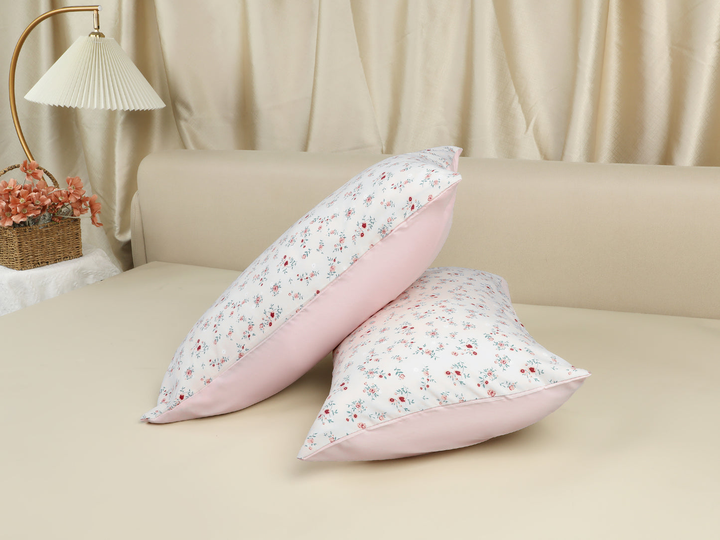 Pillowcase for Hair and Skin Breathable, Soft Floral Pillow Cases Set of 2 with Envelope Closure