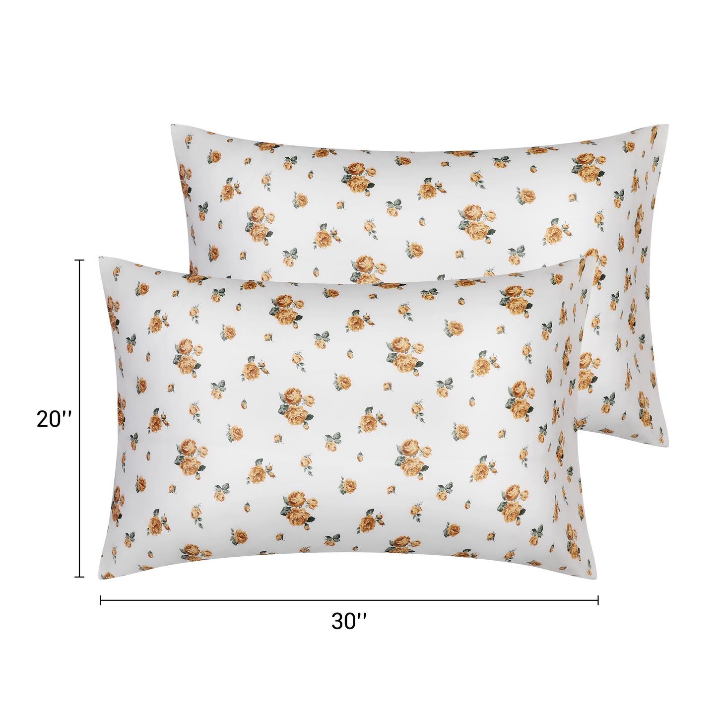 Pillowcase for Hair and Skin, Soft Cotton Floral Pillow Cases Set of 2 with Envelope Closure