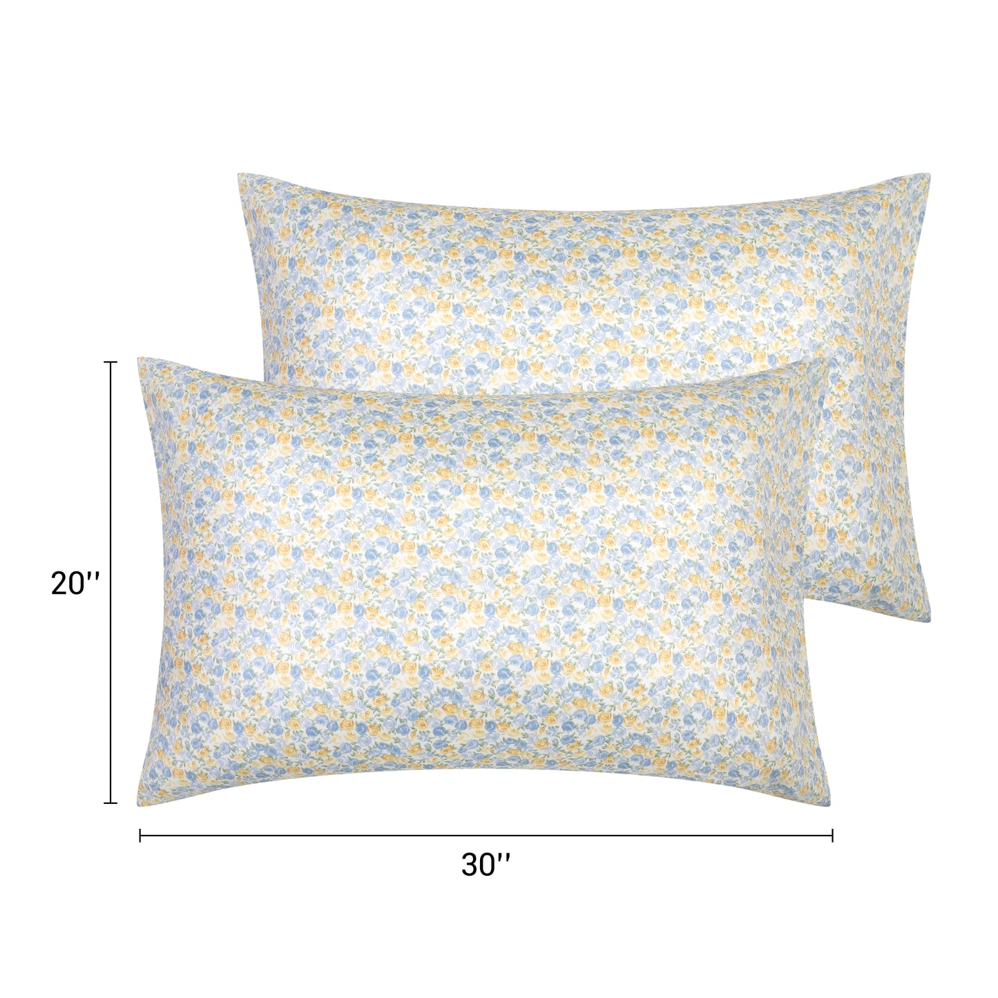 Pillowcase for Hair and Skin, Soft Cotton Floral Pillow Cases Set of 2 with Envelope Closure