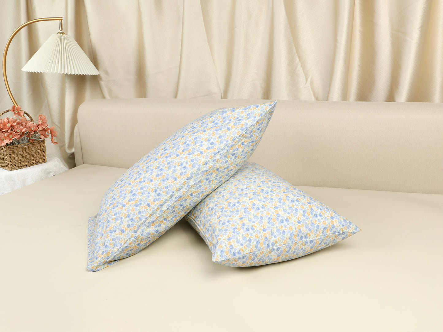 Pillowcase for Hair and Skin, Soft Cotton Floral Pillow Cases Set of 2 with Envelope Closure