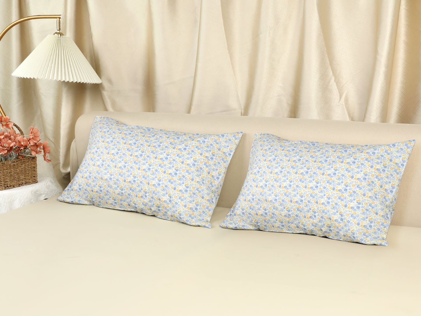 Pillowcase for Hair and Skin, Soft Cotton Floral Pillow Cases Set of 2 with Envelope Closure