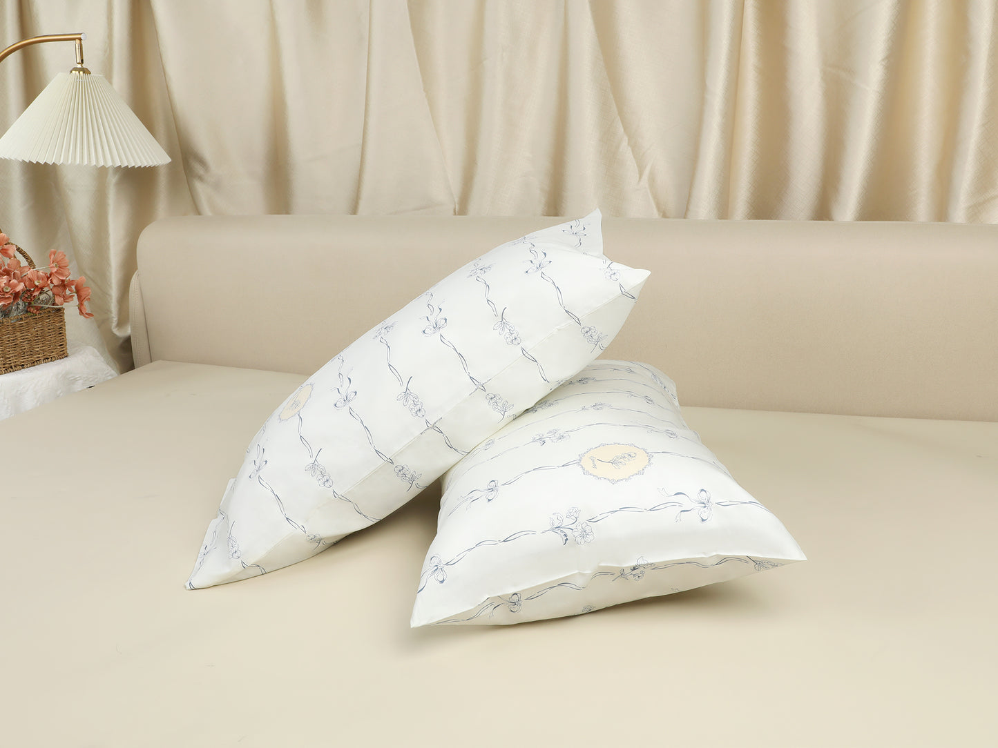 Pillowcase for Hair and Skin, Cotton Floral Pillow Cases Set of 2 with Envelope Closure