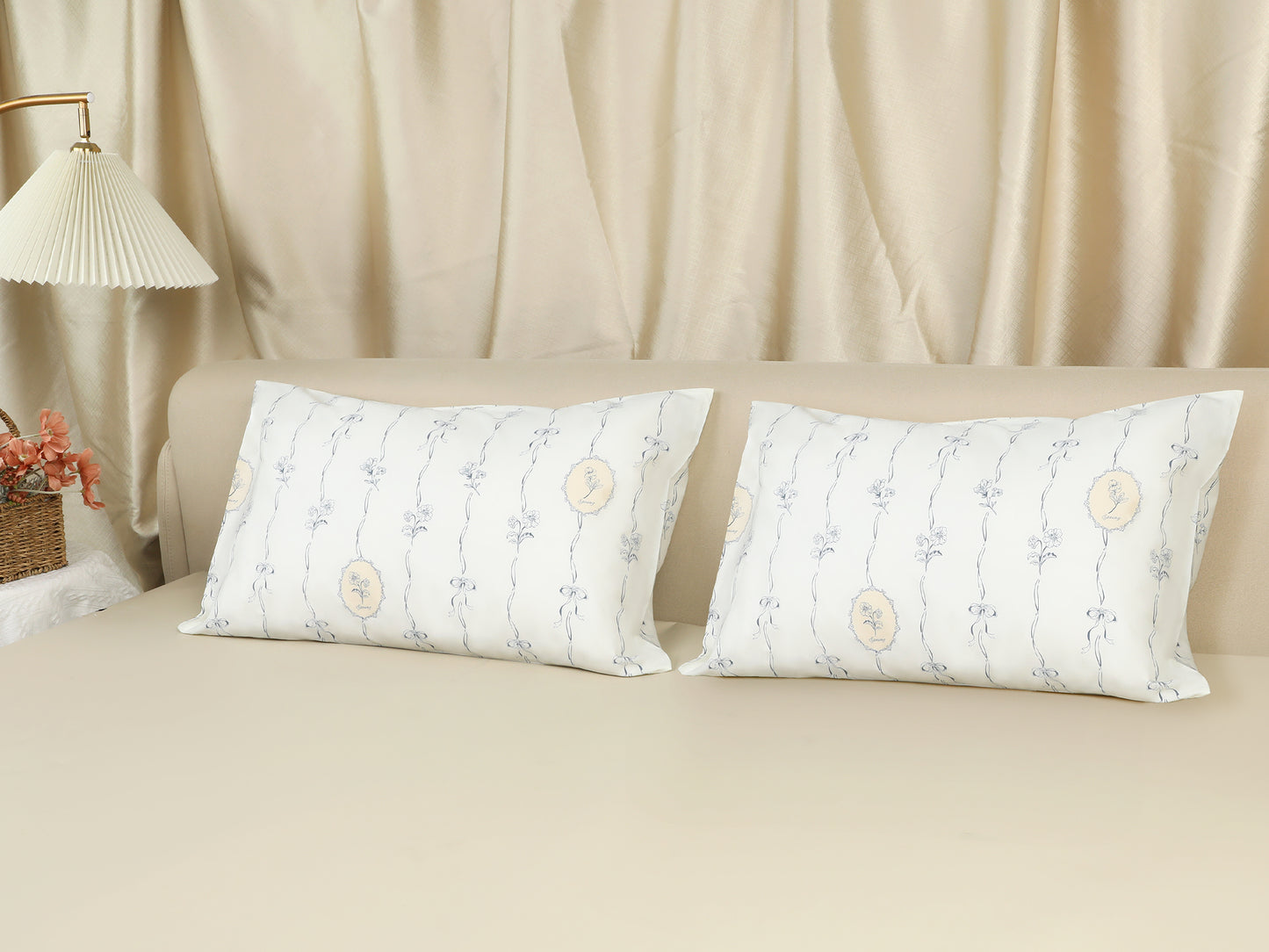 Pillowcase for Hair and Skin, Cotton Floral Pillow Cases Set of 2 with Envelope Closure