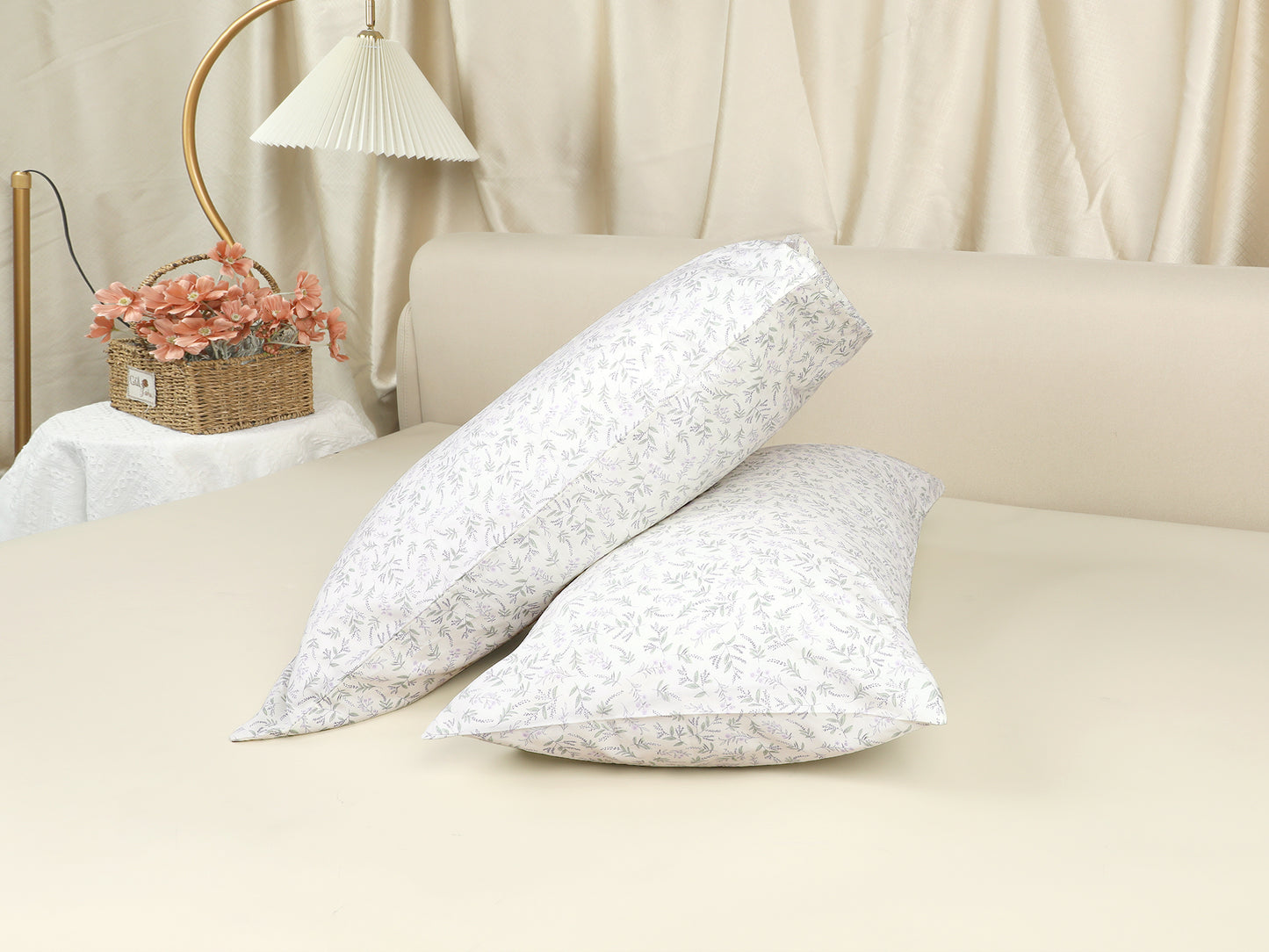 Pillowcase for Hair and Skin, Cotton Floral Pillow Cases Set of 2 with Envelope Closure