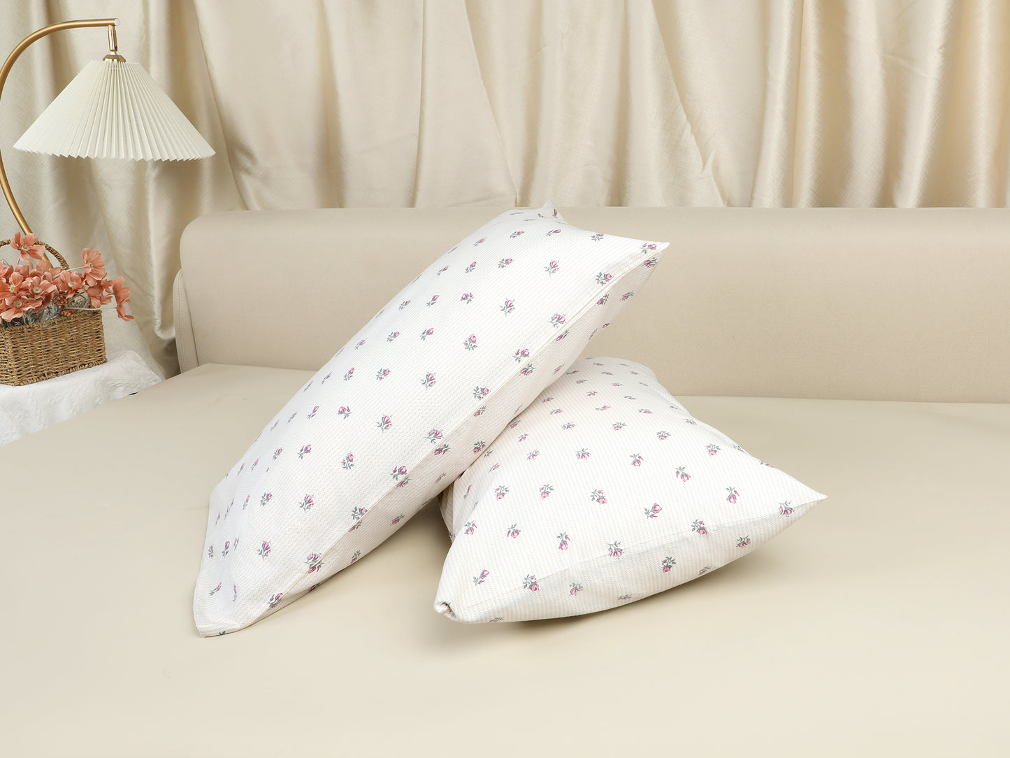 Pillowcase for Hair and Skin, Cotton Floral Pillow Cases Set of 2 with Envelope Closure