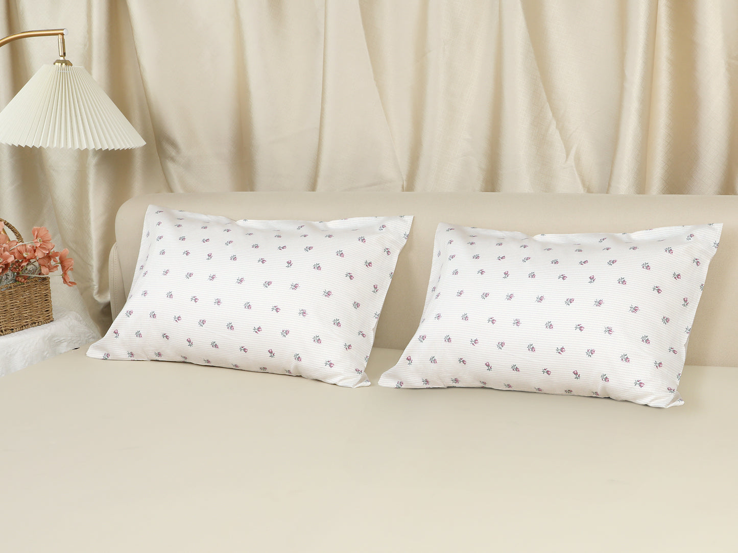 Pillowcase for Hair and Skin, Cotton Floral Pillow Cases Set of 2 with Envelope Closure
