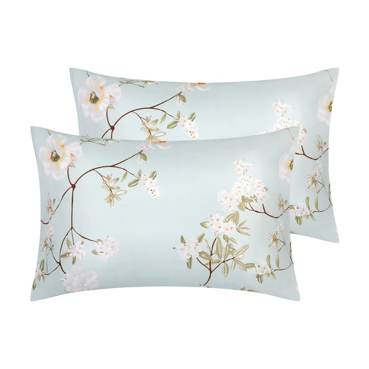 Pillowcase with Envelope Closure, Set of 2 with Floral Pillow Cases for Hair and Skin