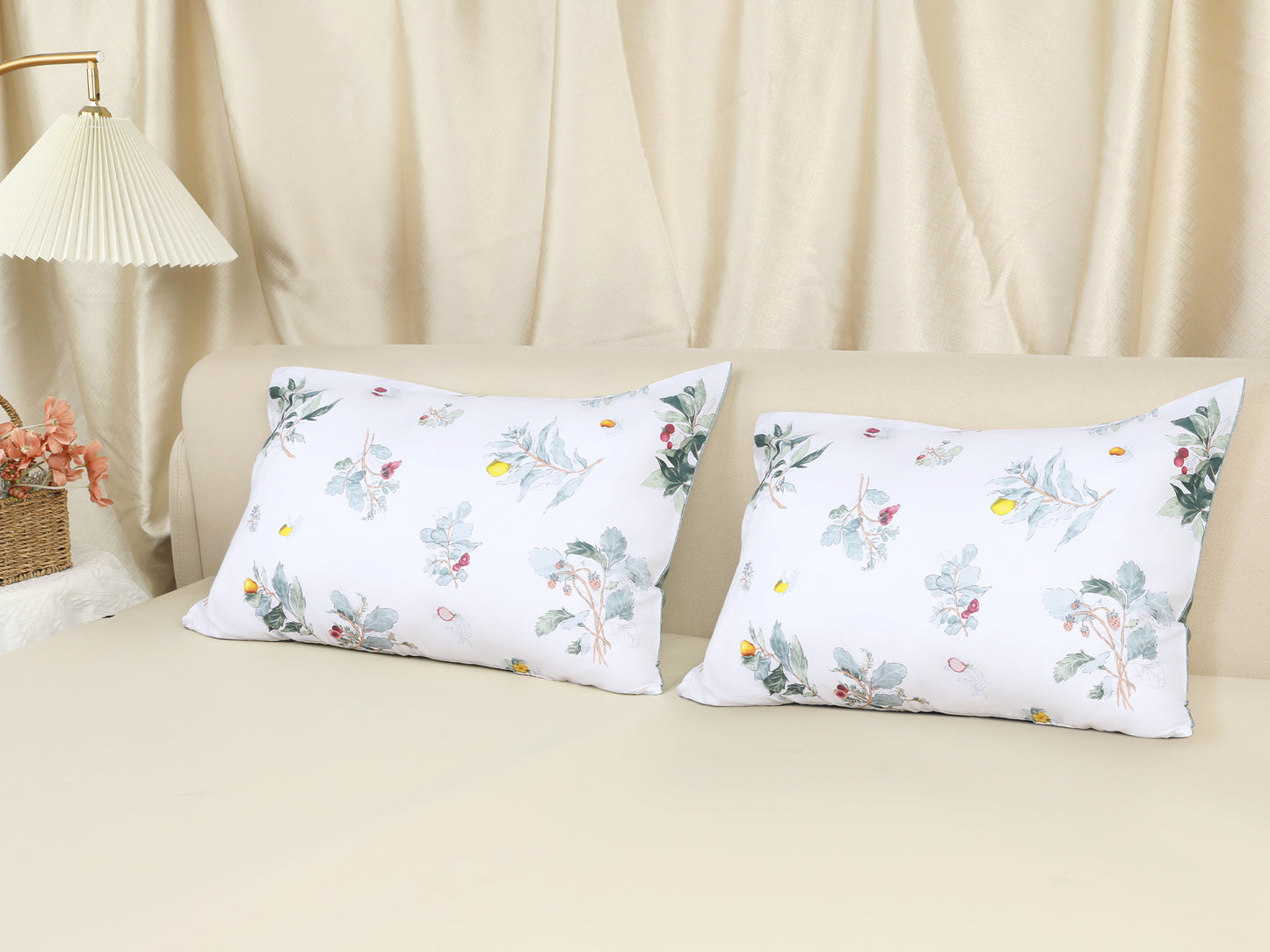 Pillowcase for Hair and Skin Breathable, Soft Floral Pillow Cases Set of 2 with Envelope Closure