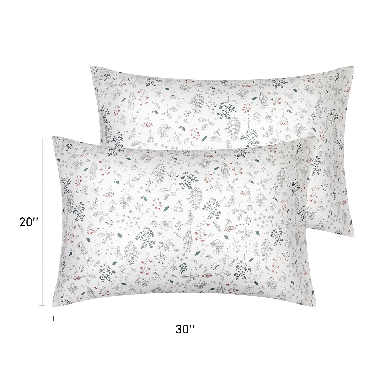 Pillowcase for Hair and Skin Breathable, Soft Floral Pillow Cases Set of 2 with Envelope Closure