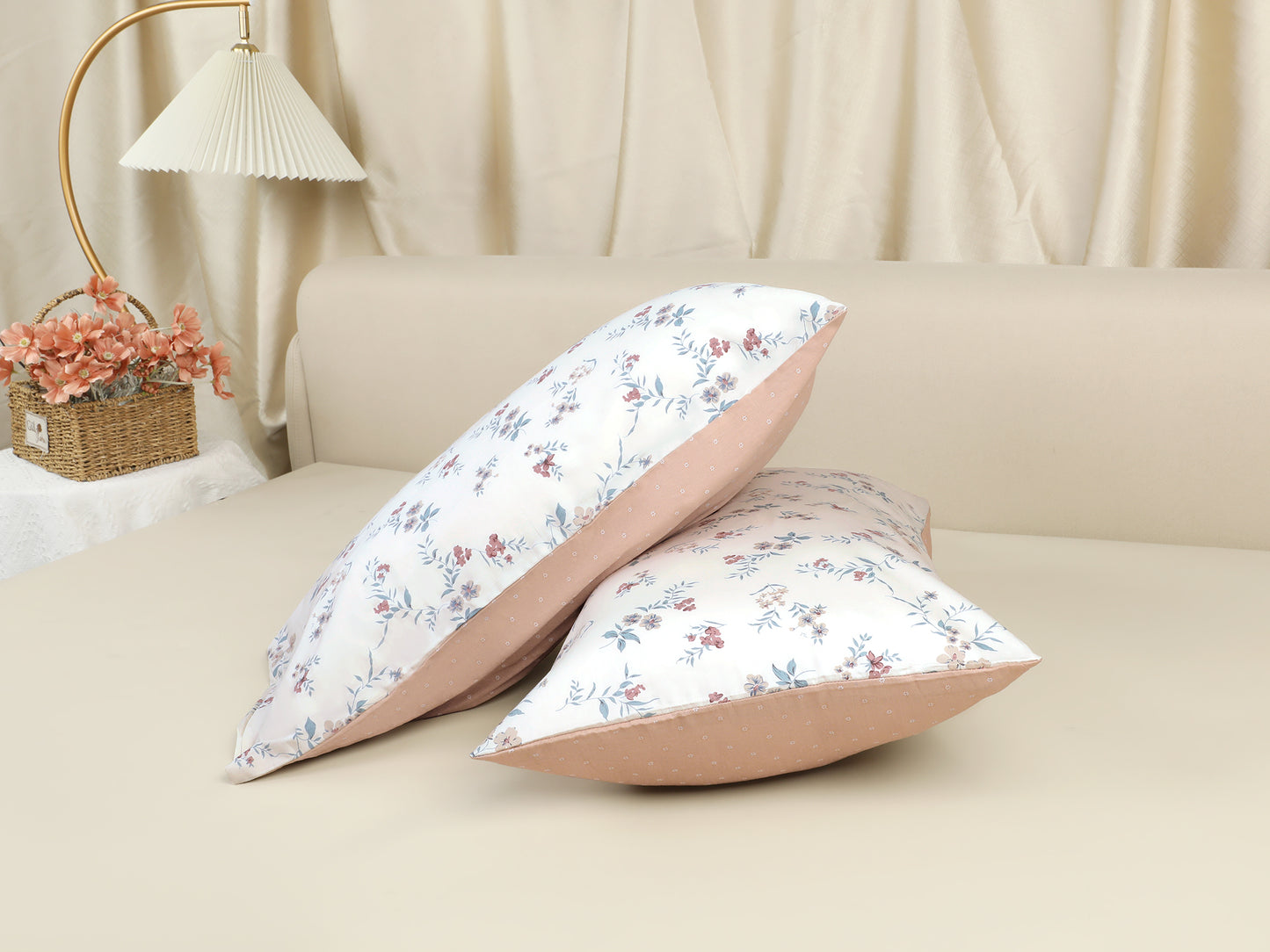 Pillowcase for Hair and Skin Breathable, Soft Floral Pillow Cases Set of 2 with Envelope Closure
