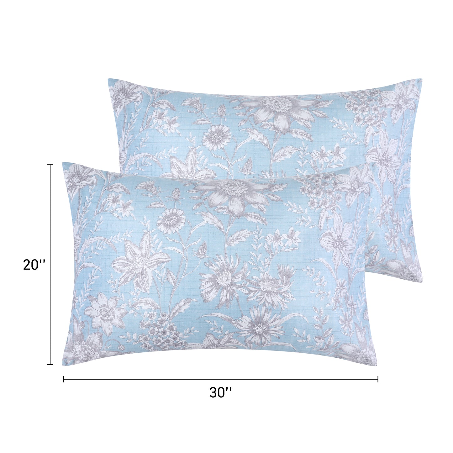 Pillowcase for Hair and Skin Breathable, Soft Floral Pillow Cases Set of 2 with Envelope Closure