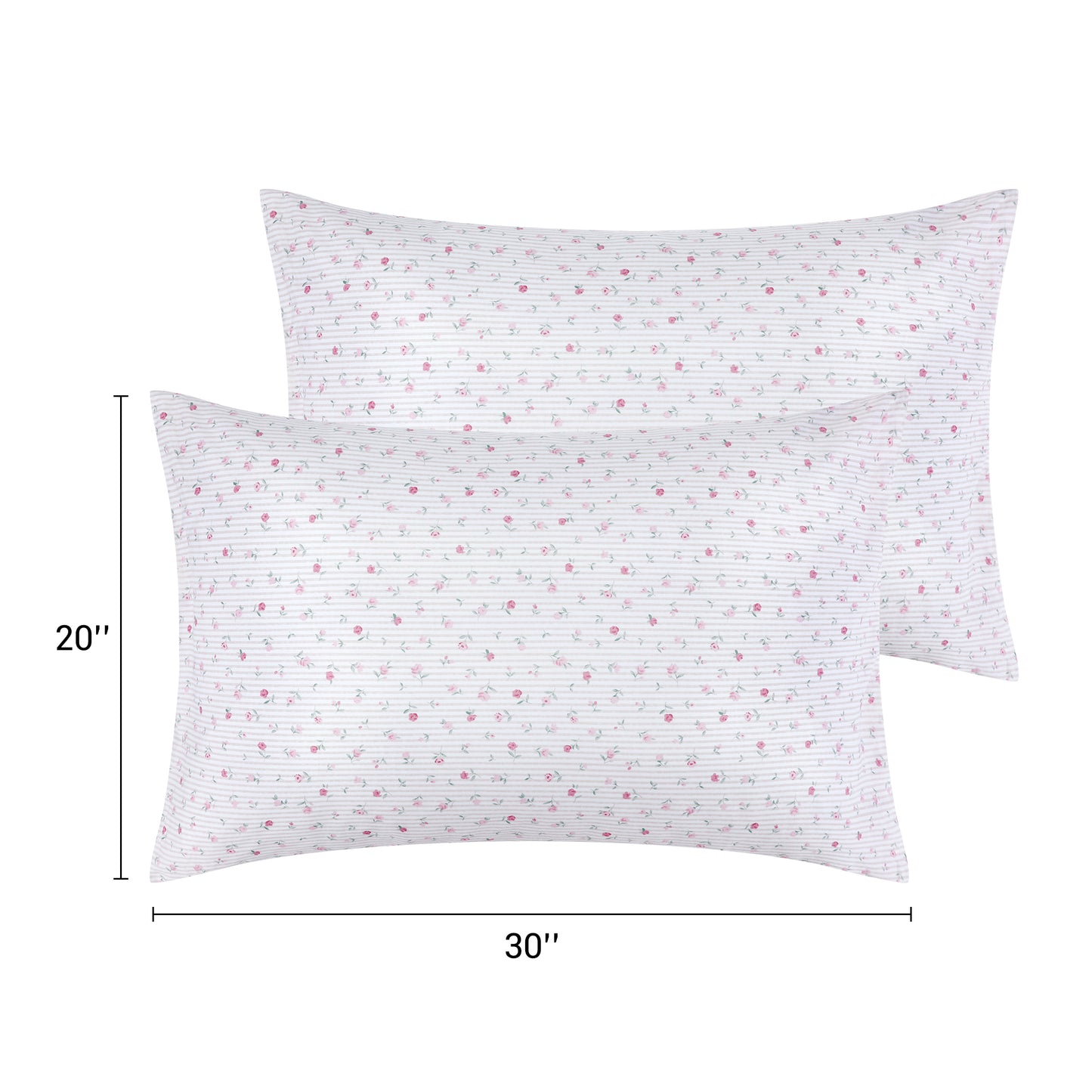 Pillowcase for Hair and Skin Breathable, Soft Floral Pillow Cases Set of 2 with Envelope Closure