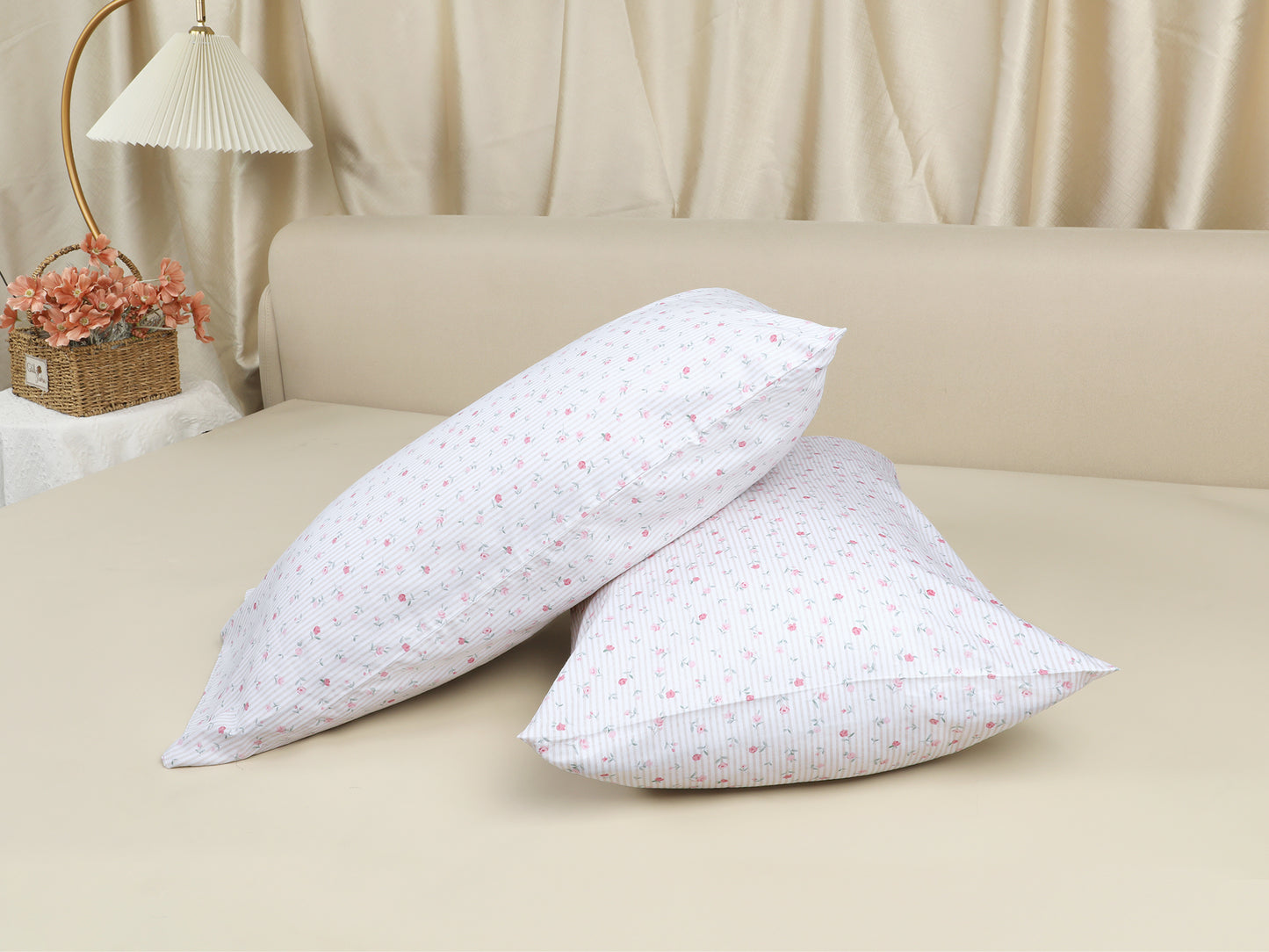 Pillowcase for Hair and Skin Breathable, Soft Floral Pillow Cases Set of 2 with Envelope Closure
