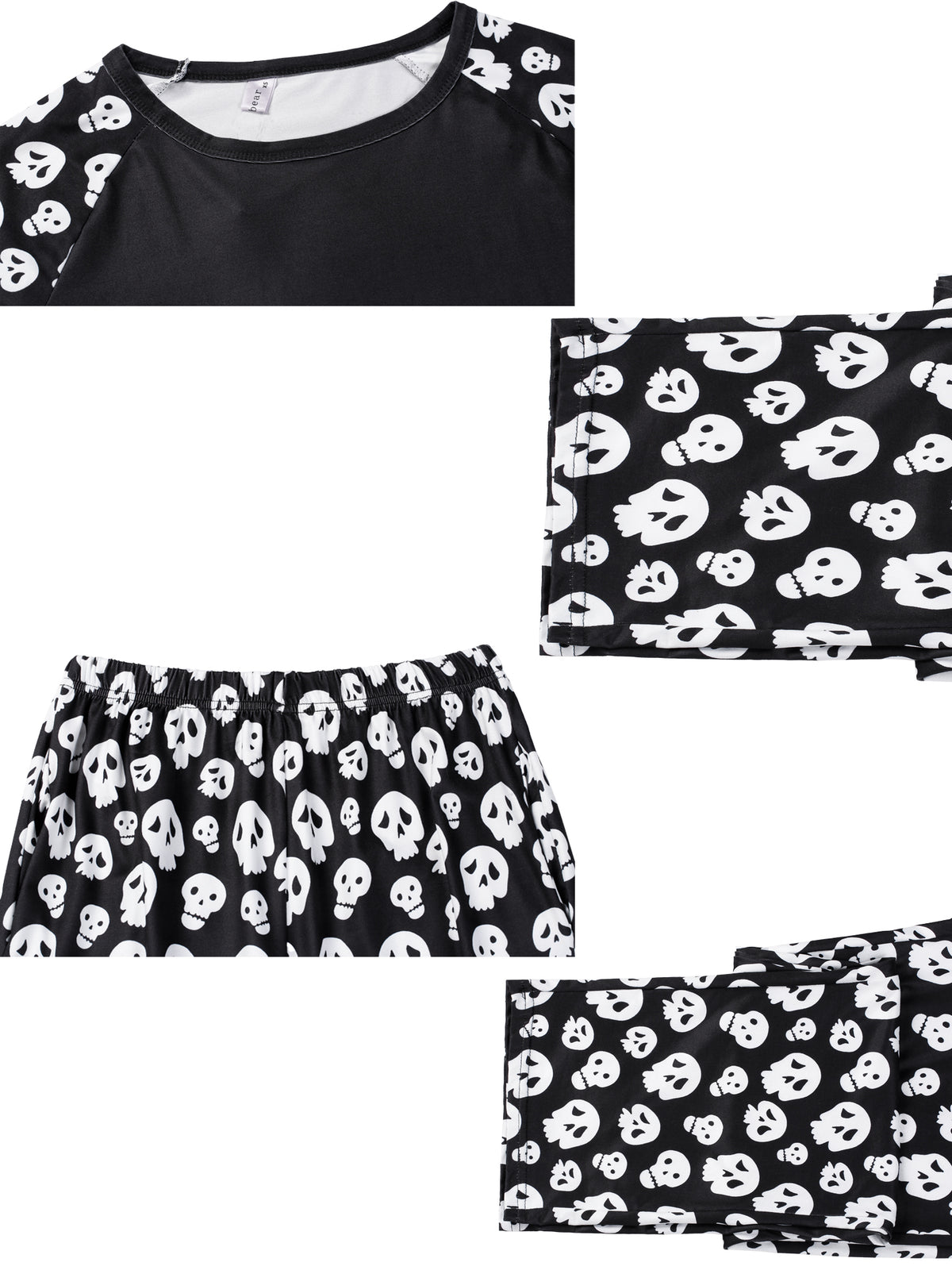 Men's Halloween Family Pajama Set Skull Print Long Pajama Top Matching Sleep Pants