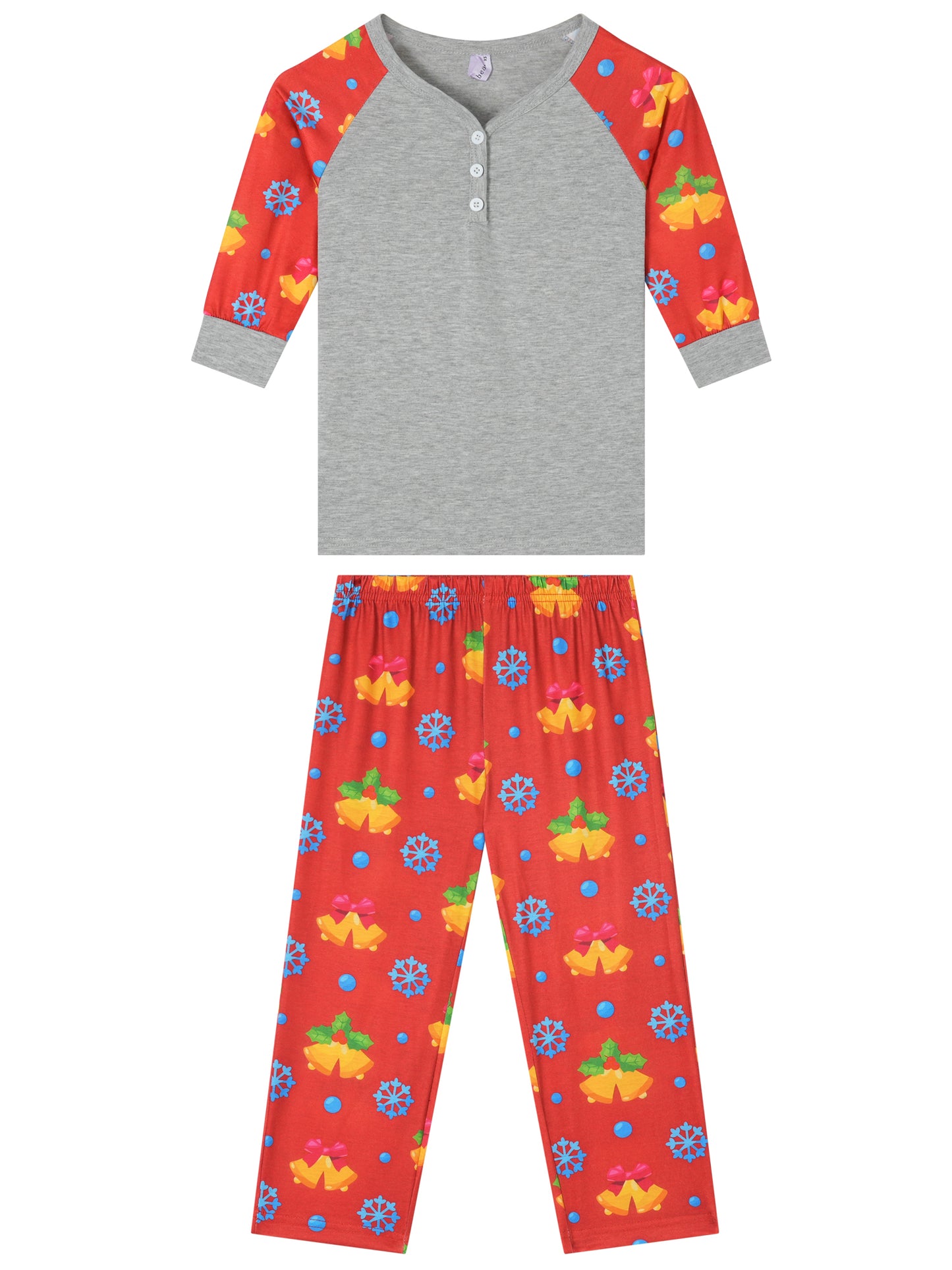 Kid's Christmas Long Sleeve Tops with Pants Loungewear Henry-Neck Holiday Festival Party Family Pajama Set