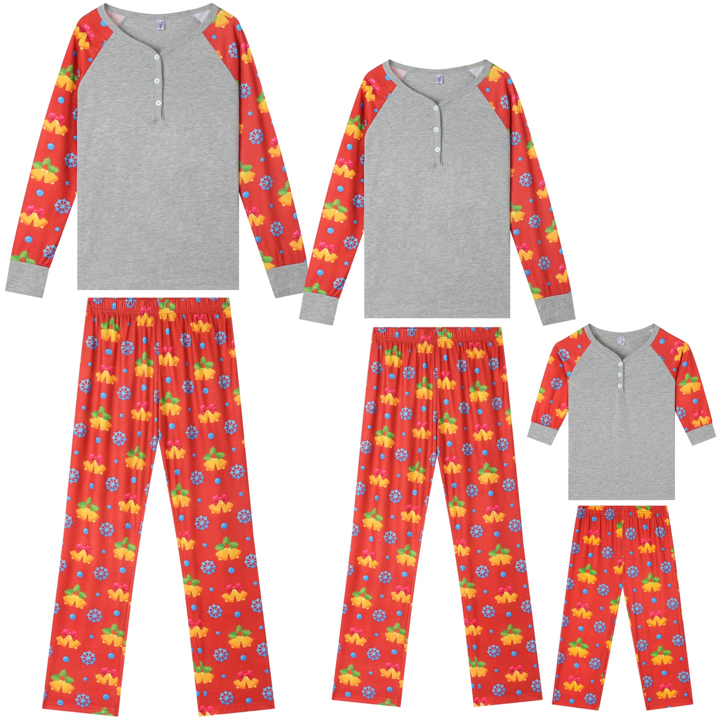 Kid's Christmas Long Sleeve Tops with Pants Loungewear Henry-Neck Holiday Festival Party Family Pajama Set