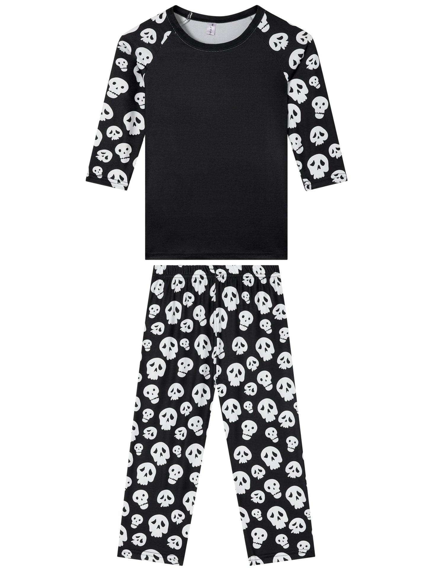 Child's Halloween Family Pajama Set Skull Print Long Pajama Top Matching Sleep Pants