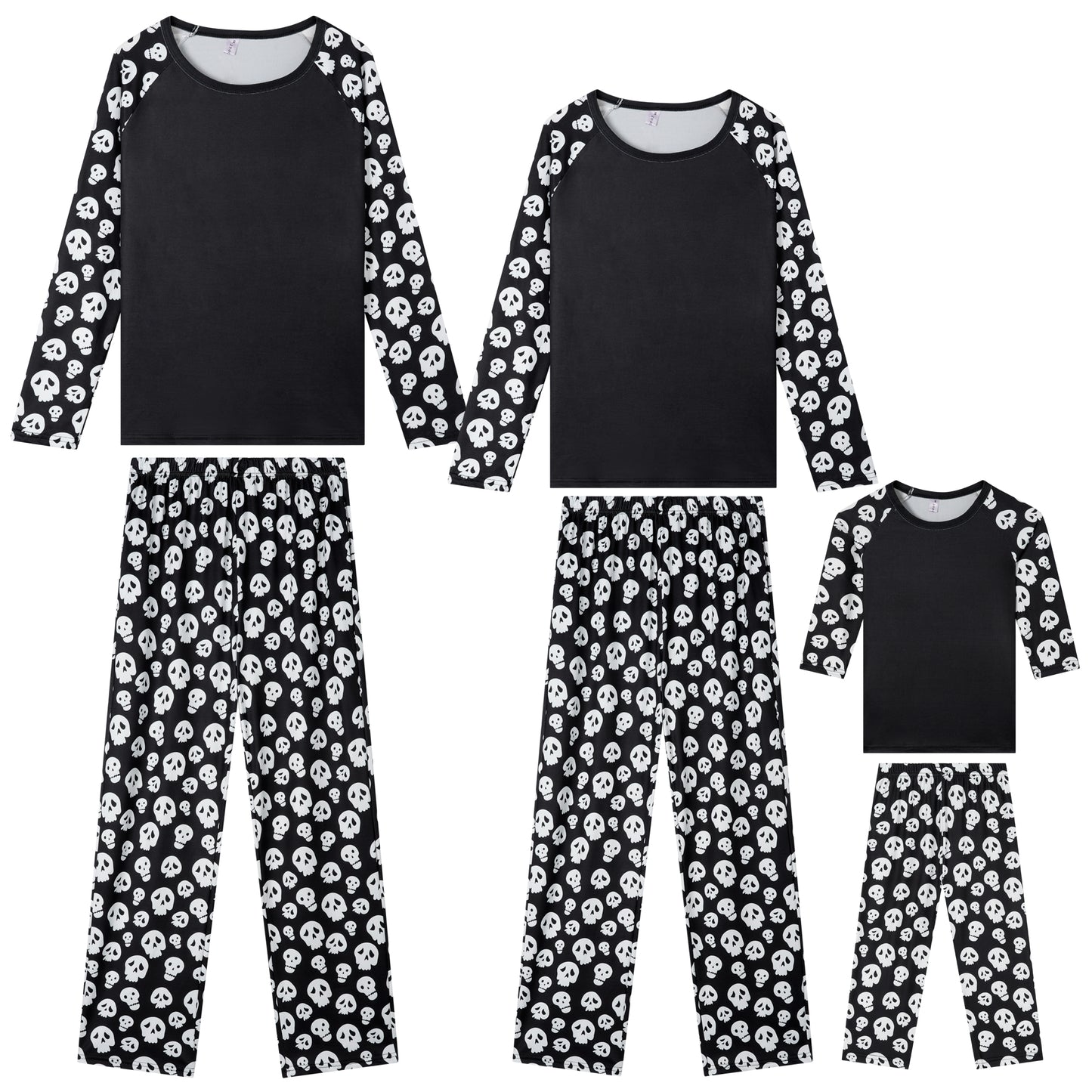 Child's Halloween Family Pajama Set Skull Print Long Pajama Top Matching Sleep Pants