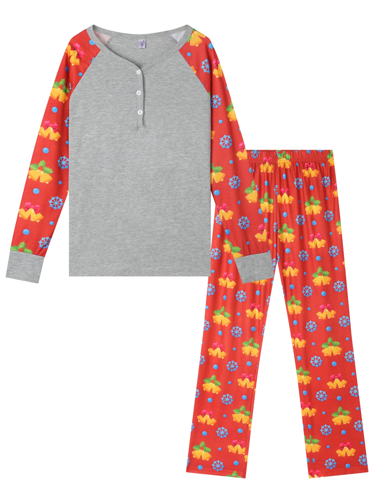 Ensemble pyjama de Noël à manches longues et pantalon pour homme, tenue de détente, col Henry, pour les fêtes, les festivals et la famille