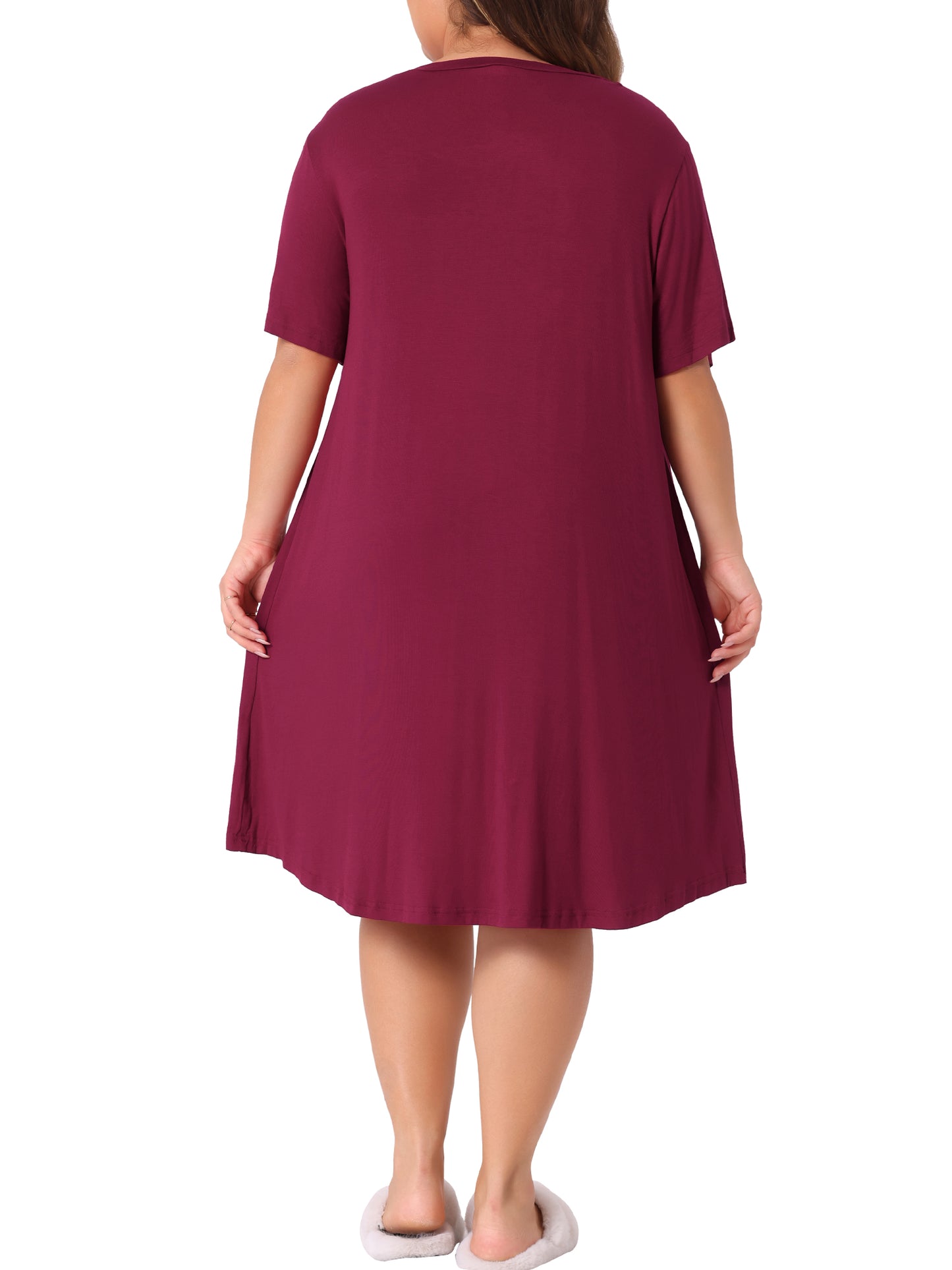 Women Plus Size Nightgown Short Sleeve Round Neck Pajama Nightshirt