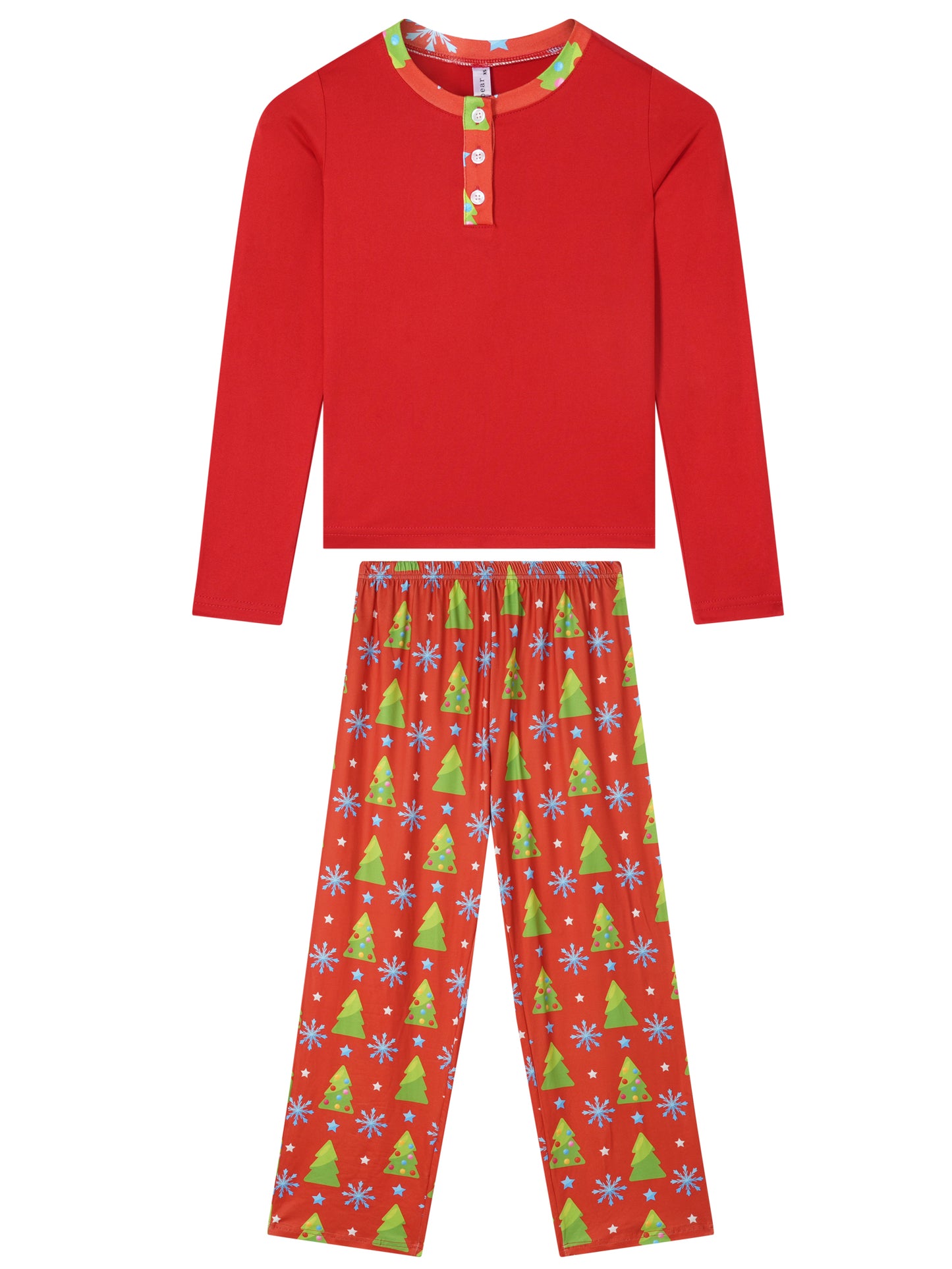 Kid's Christmas Long Sleeve Button Up Pjs Tree Print Festival Party Sleepwear Family Pajamas Set