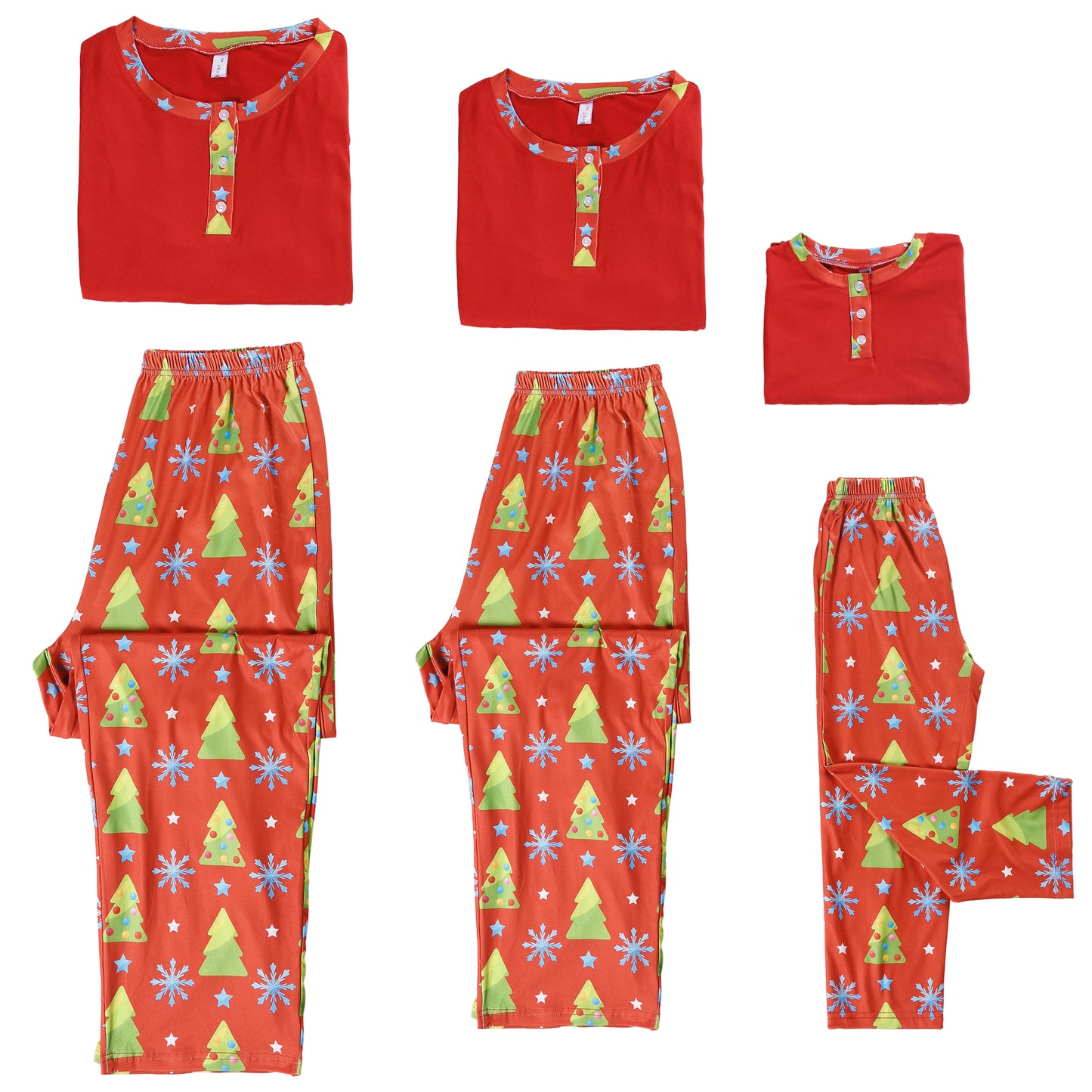 Kid's Christmas Long Sleeve Button Up Pjs Tree Print Festival Party Sleepwear Family Pajamas Set