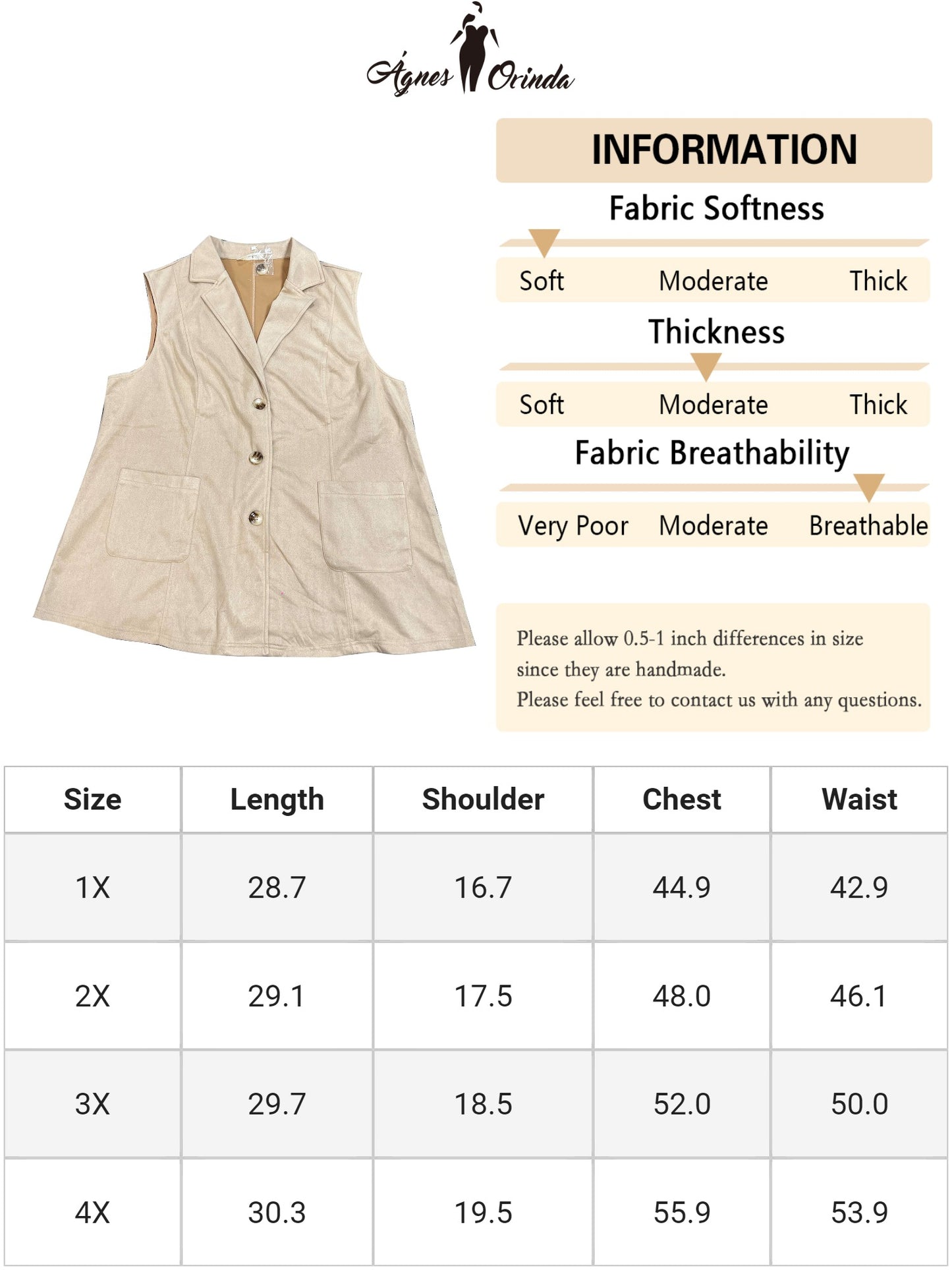 Women Plus Size Utility Vest Lapel Sleeveless Lightweight Suede Vests Jacket
