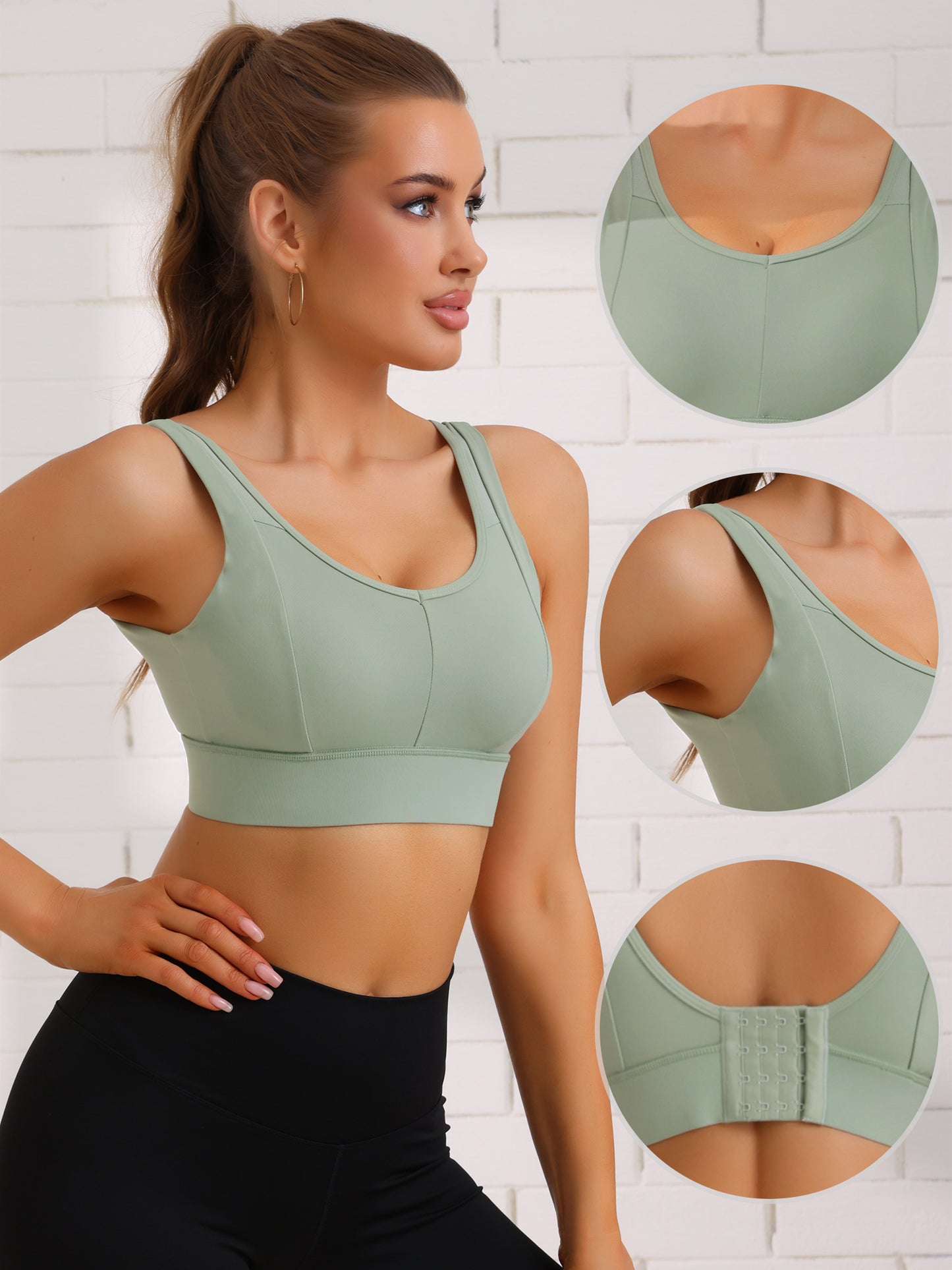 Women's V-Neck Integrated Cup Bra Camisoles Push-Up Double Straps Underwear