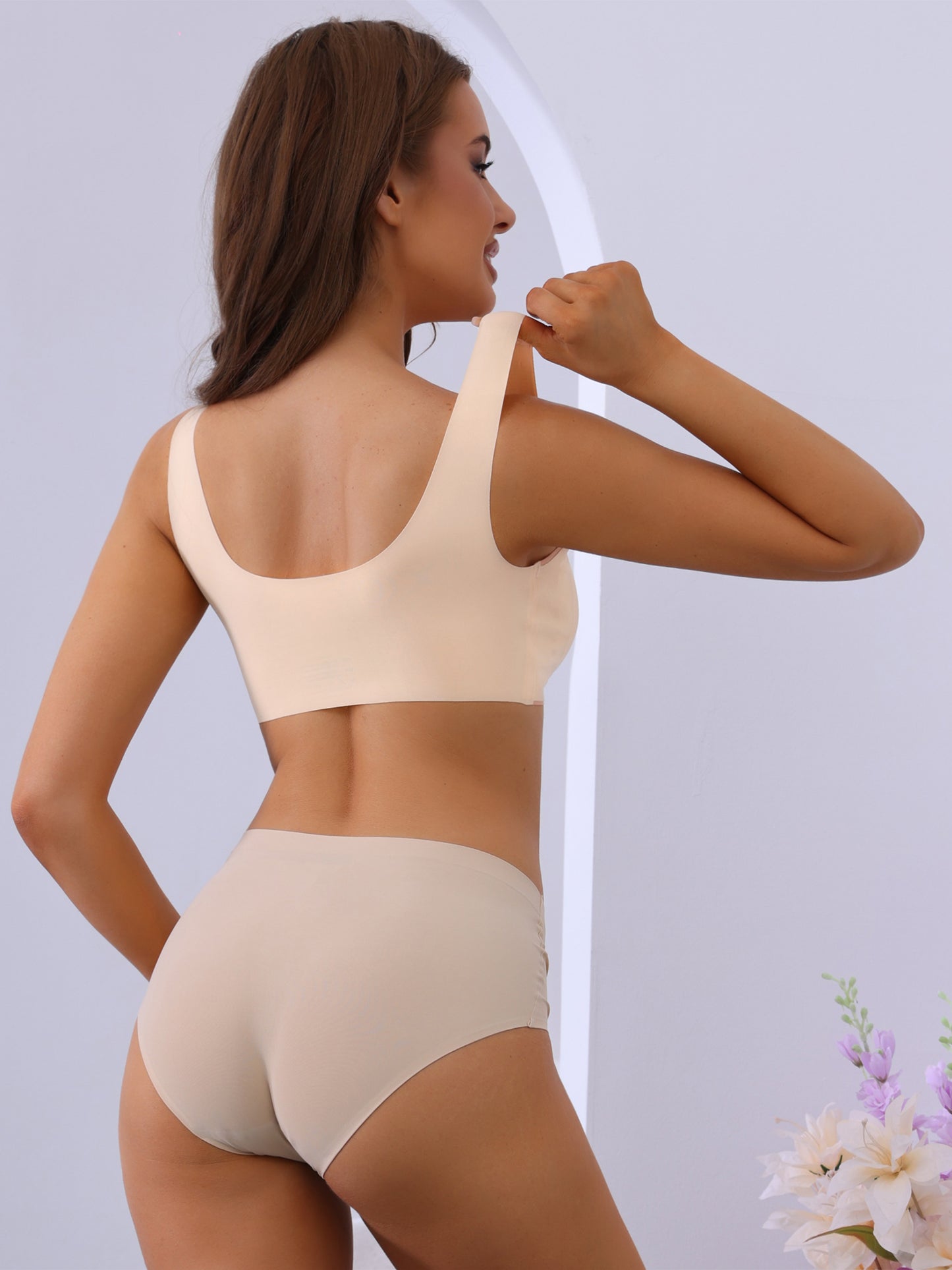 Sujetadores tipo jersey con escote en V y ribete en contraste para mujer Sujetadores sin aros