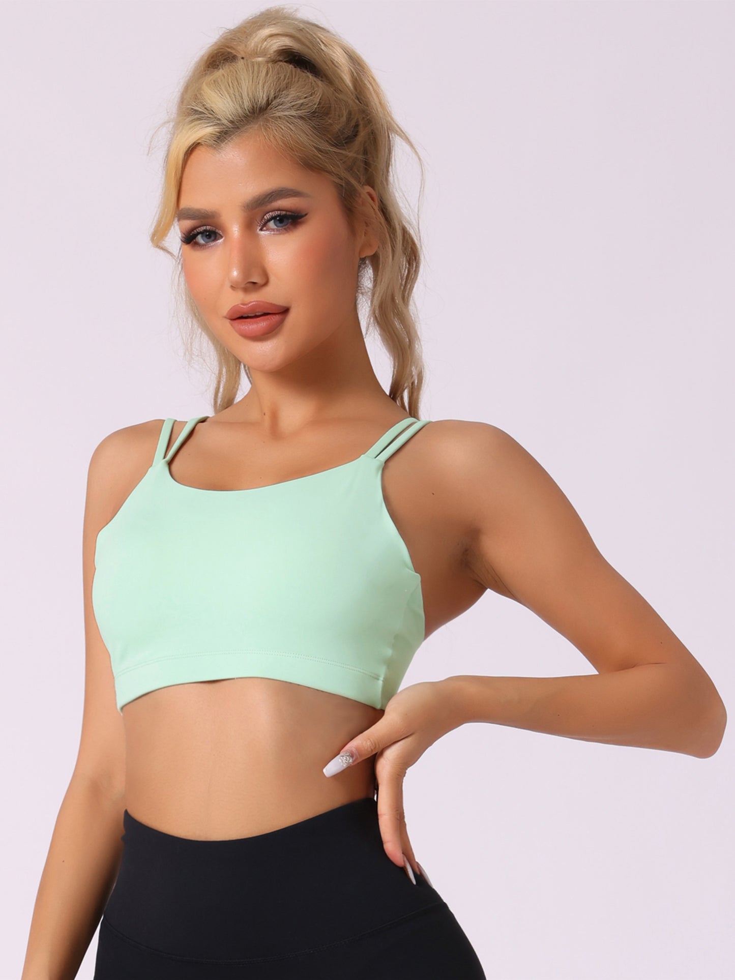 Soutiens-gorge de sport à dos en U pour femmes, bonnets fixes et rembourrés
