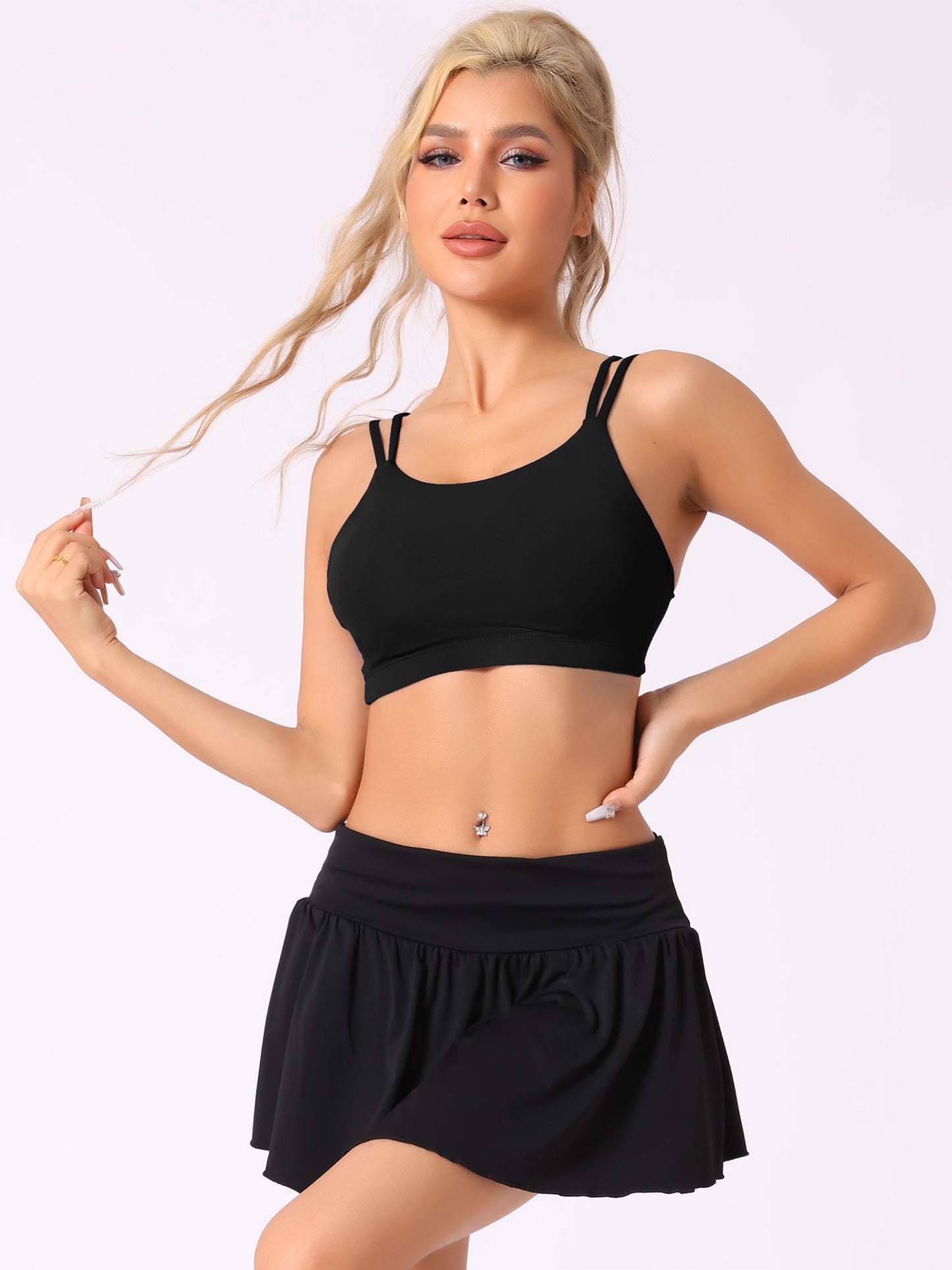 Soutiens-gorge de sport à dos en U pour femmes, bonnets fixes et rembourrés