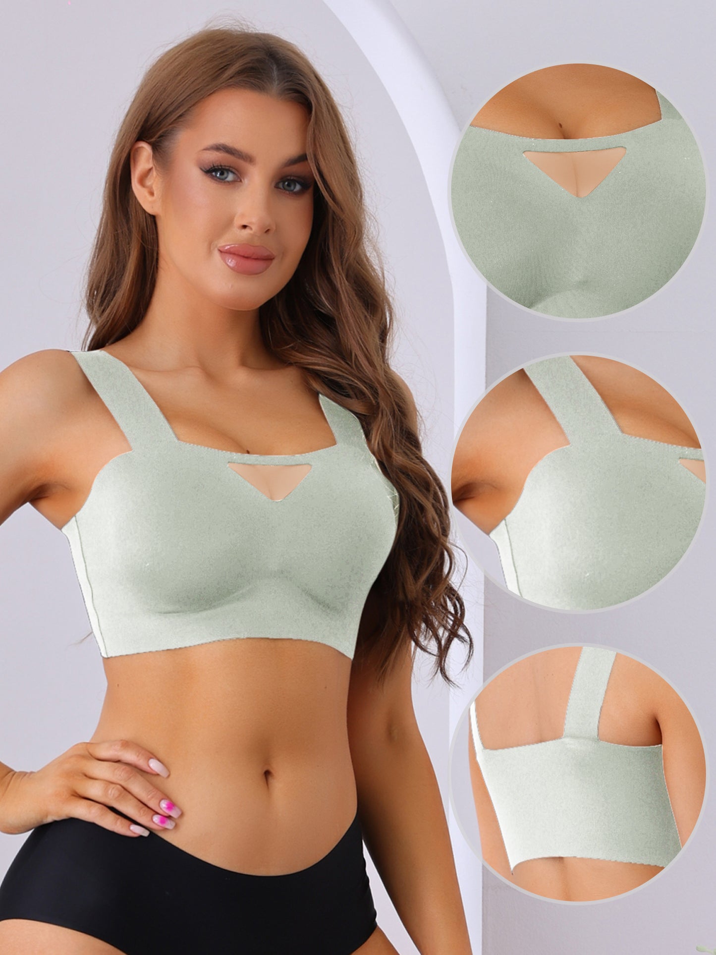 Women's Full-Coverage Mesh Everyday Bralette Push-Up Wirefree Bras