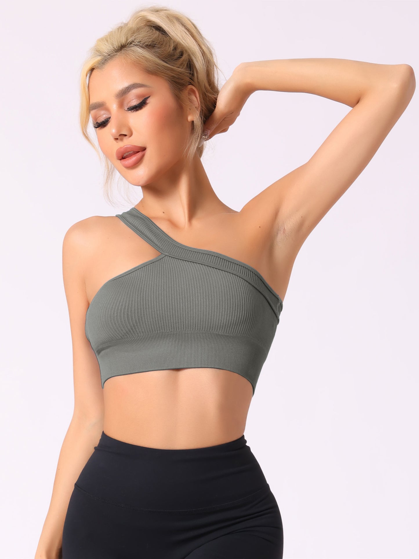 Women's Off-Shoulder Ribbed Workout Bras