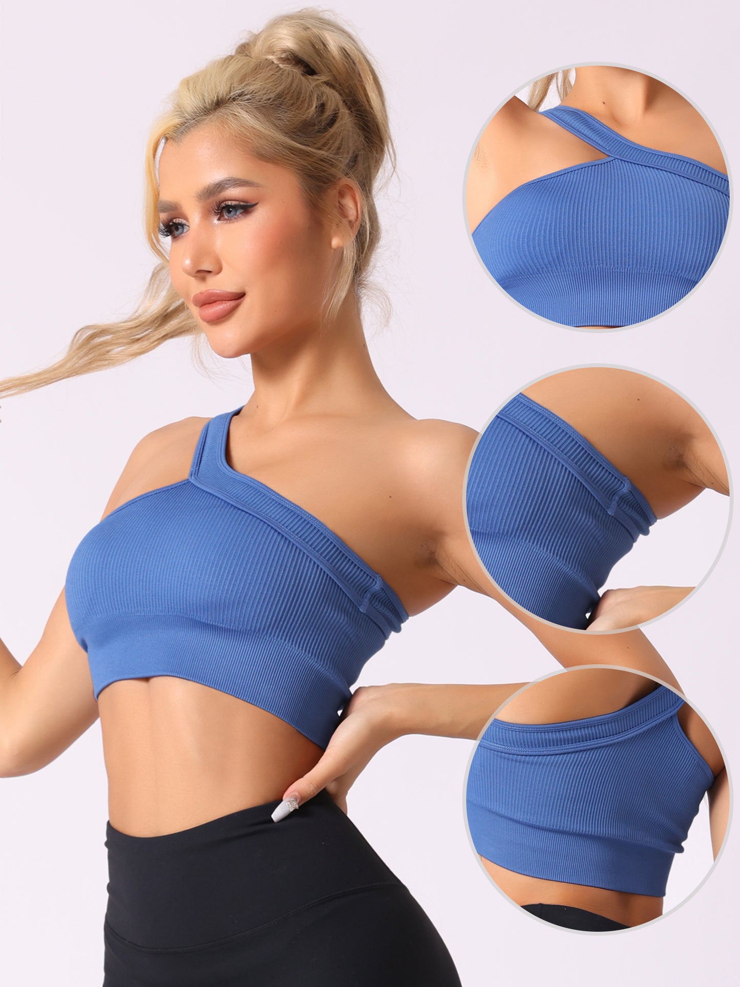 Women's Off-Shoulder Ribbed Workout Bras