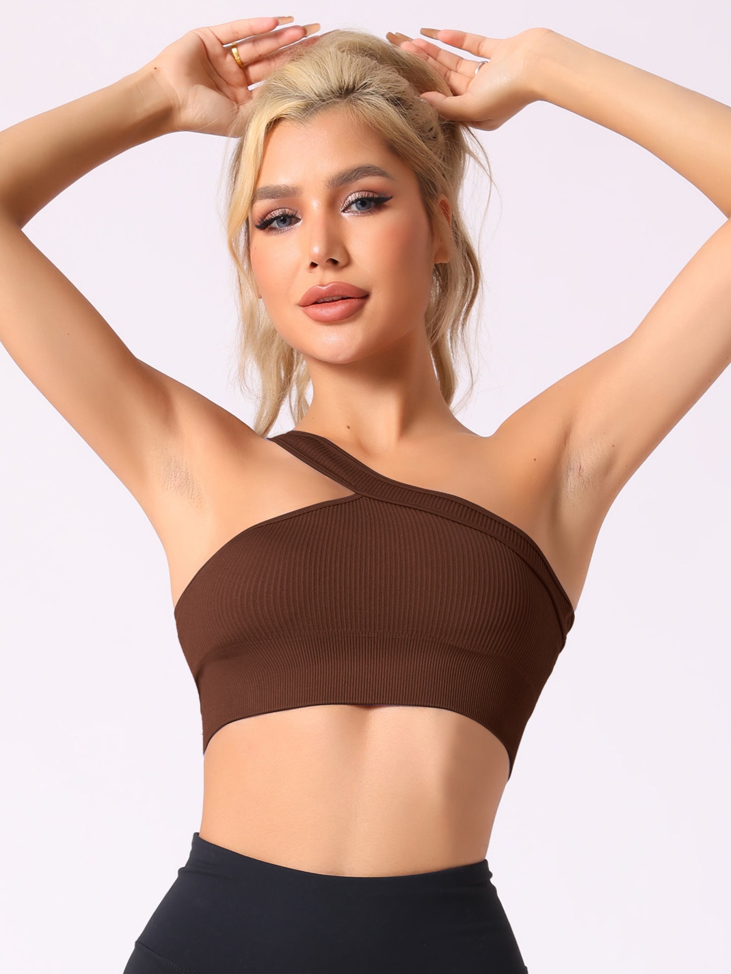 Women's Off-Shoulder Ribbed Workout Bras