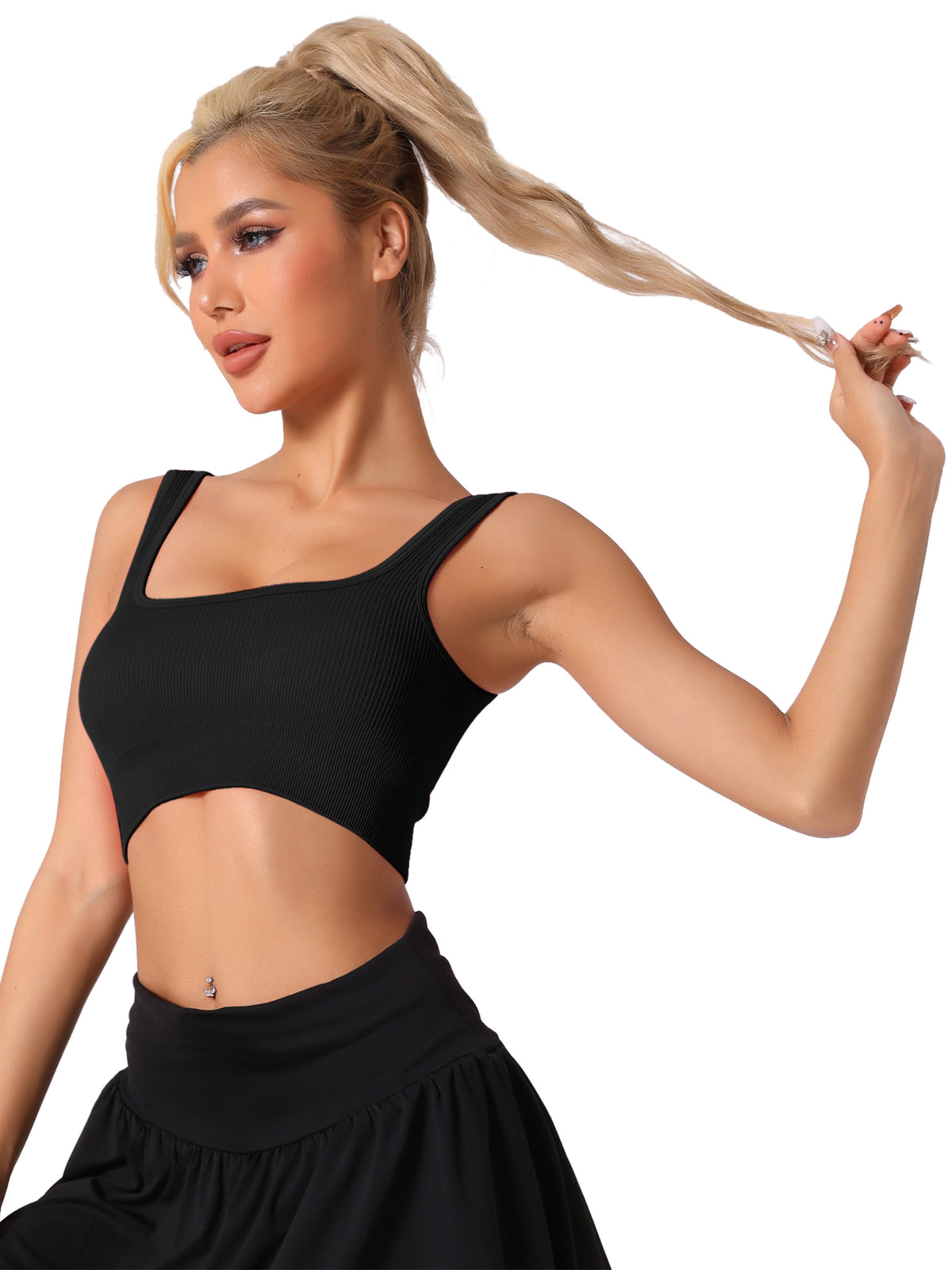 Women's Spaghetti Straps Non-Adjustable Staps Lingerie Ribbed Workout Bras