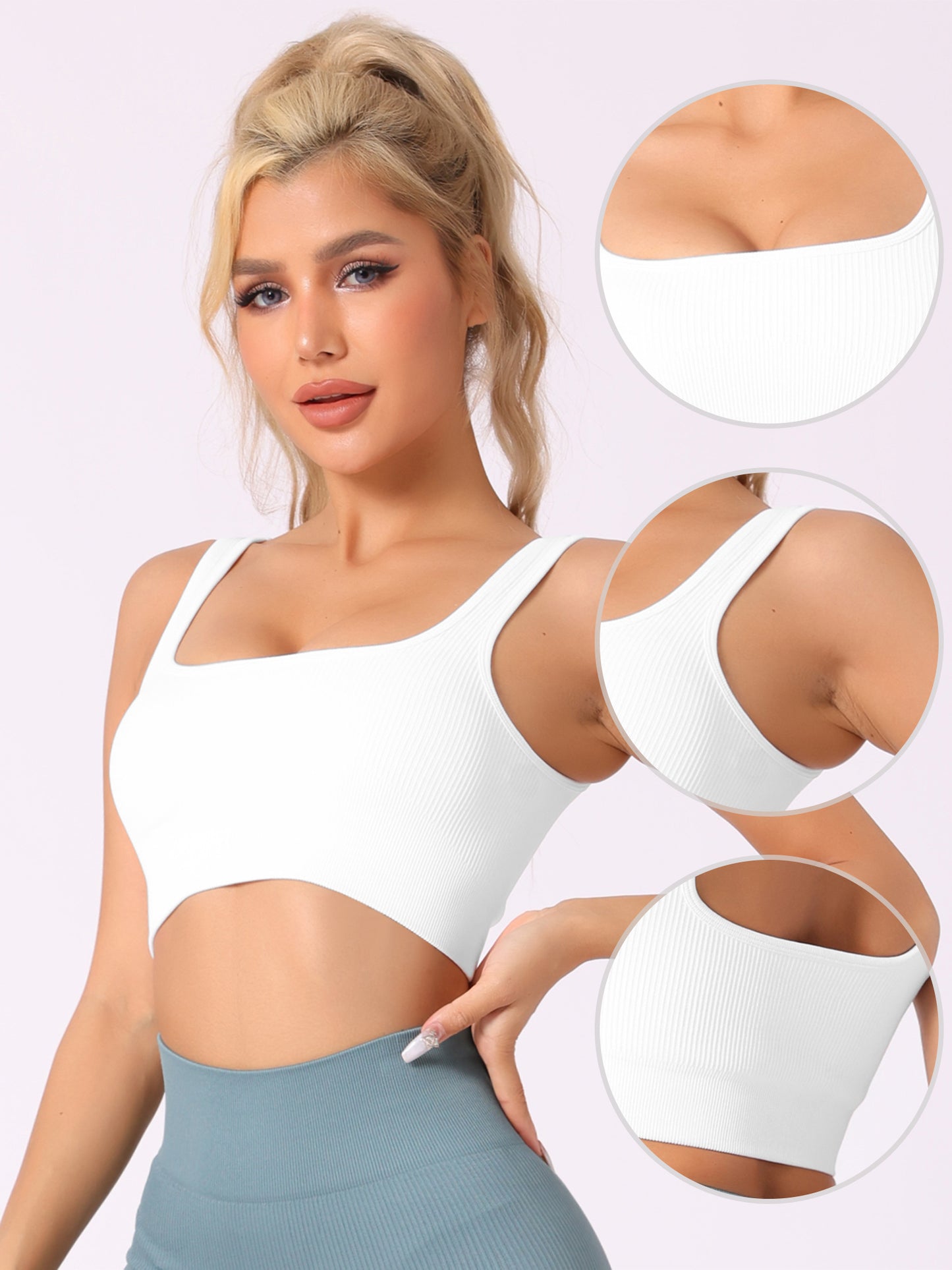 Women's Spaghetti Straps Non-Adjustable Staps Lingerie Ribbed Workout Bras