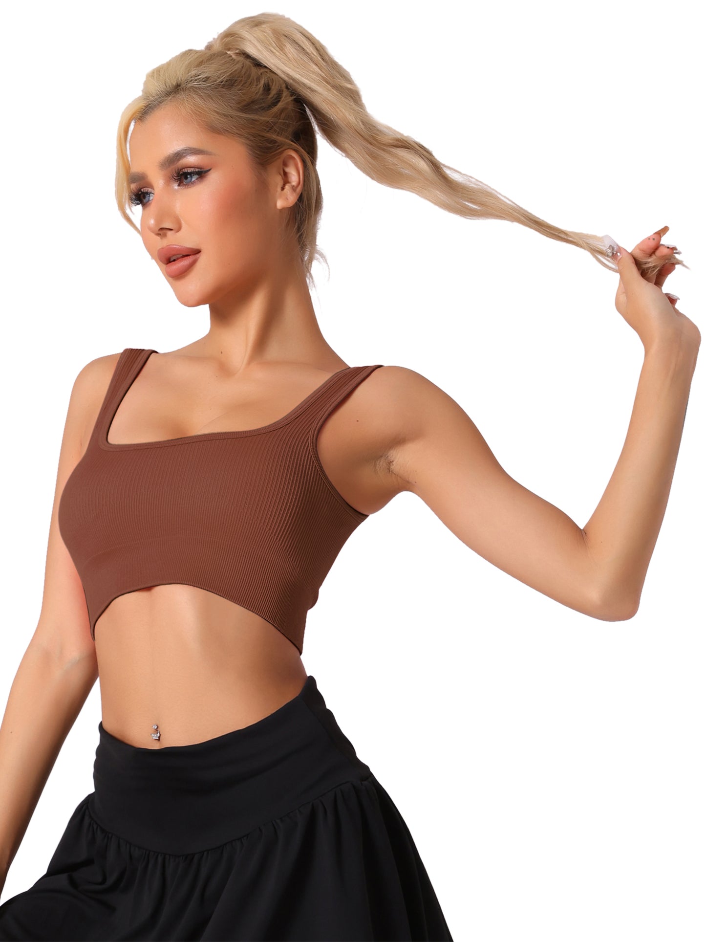 Women's Spaghetti Straps Non-Adjustable Staps Lingerie Ribbed Workout Bras