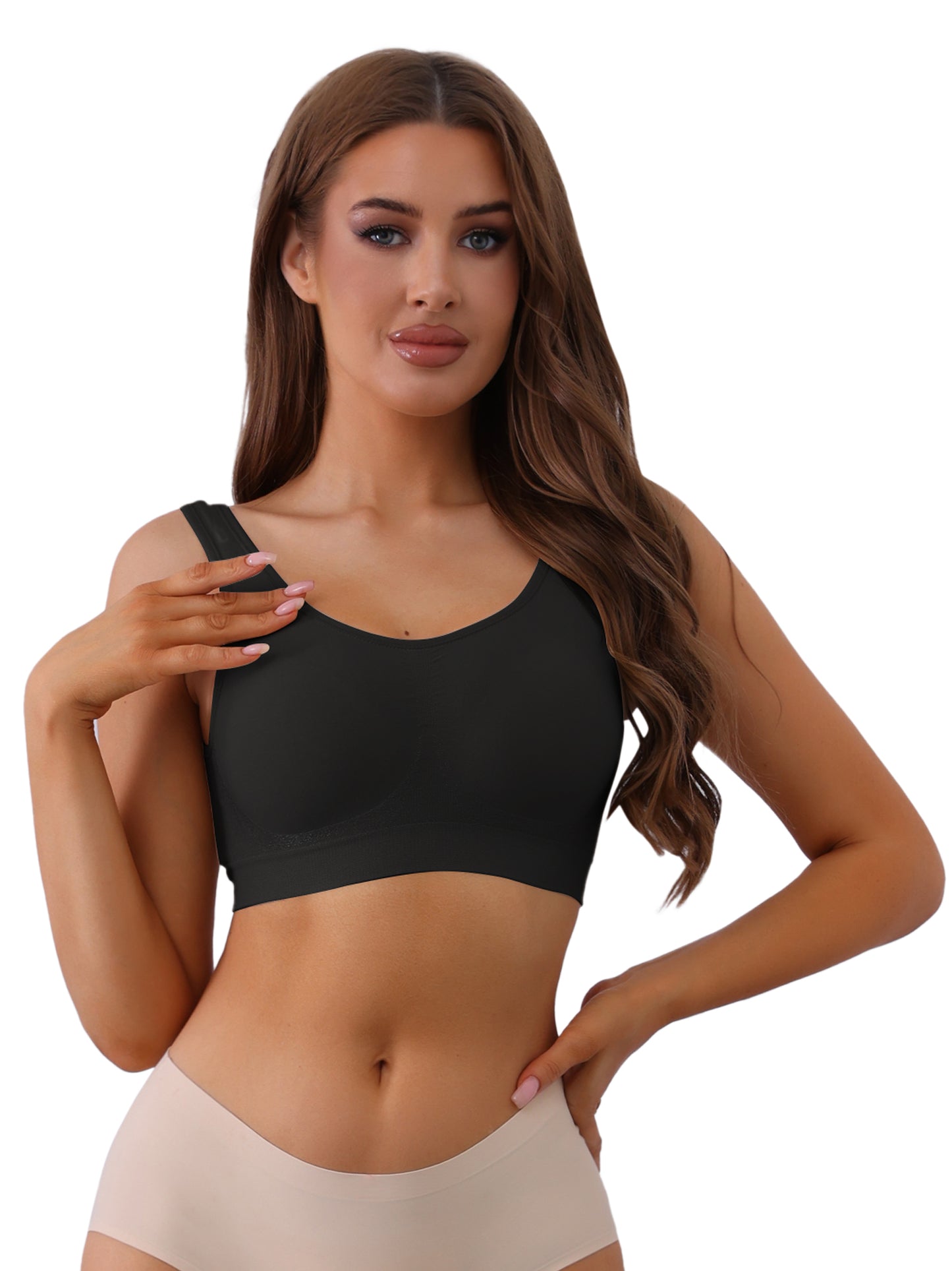 Sujetador push-up con espalda en U transpirable y cobertura completa sin aros para mujer