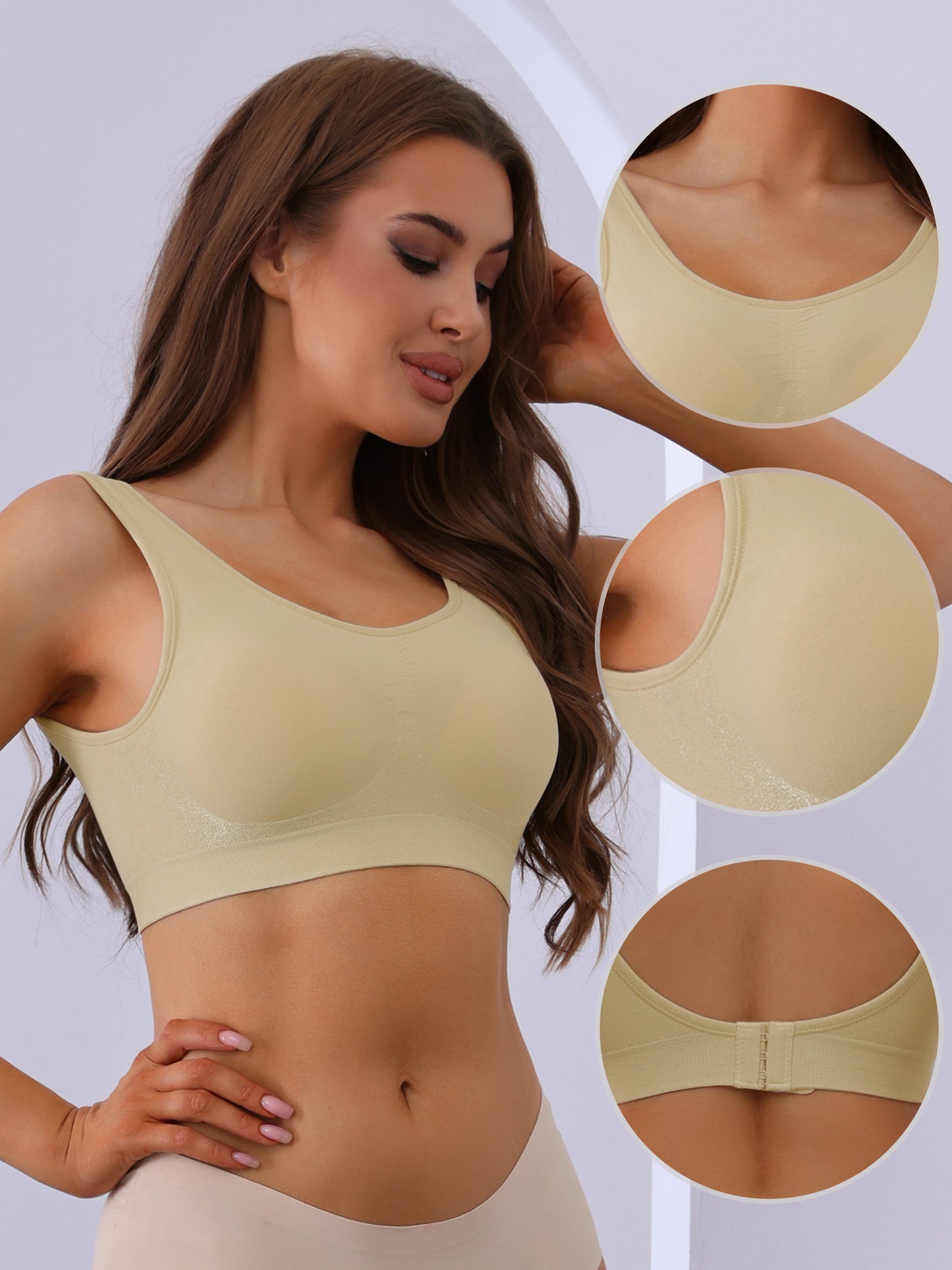 Women Breathable U Back Bralette Push-up Full Coverage Bra without Underwire