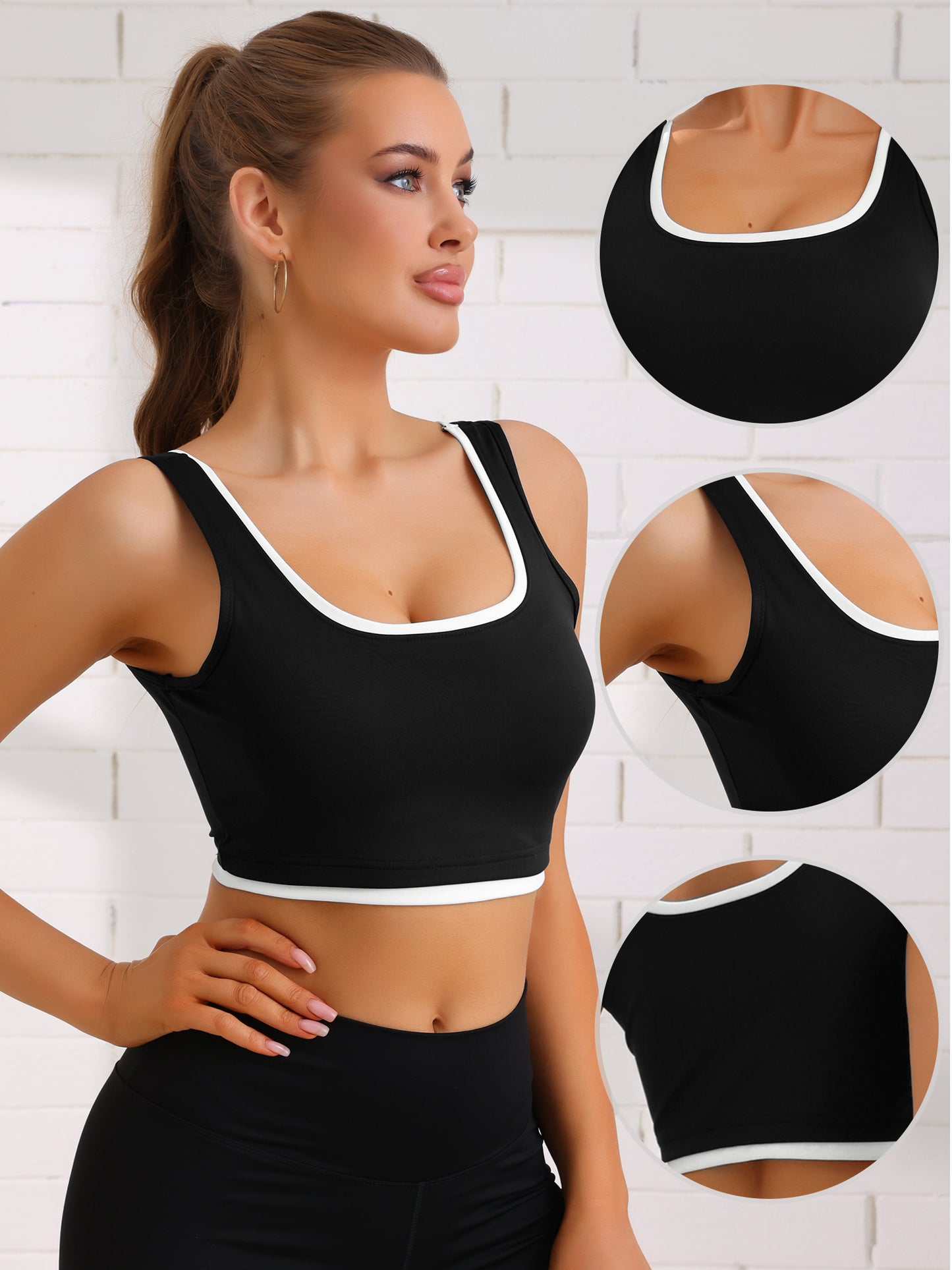 Women's Camisole Built-in Bra Padded Workout Fixed Integrated Cup Tanks Tops Underwear