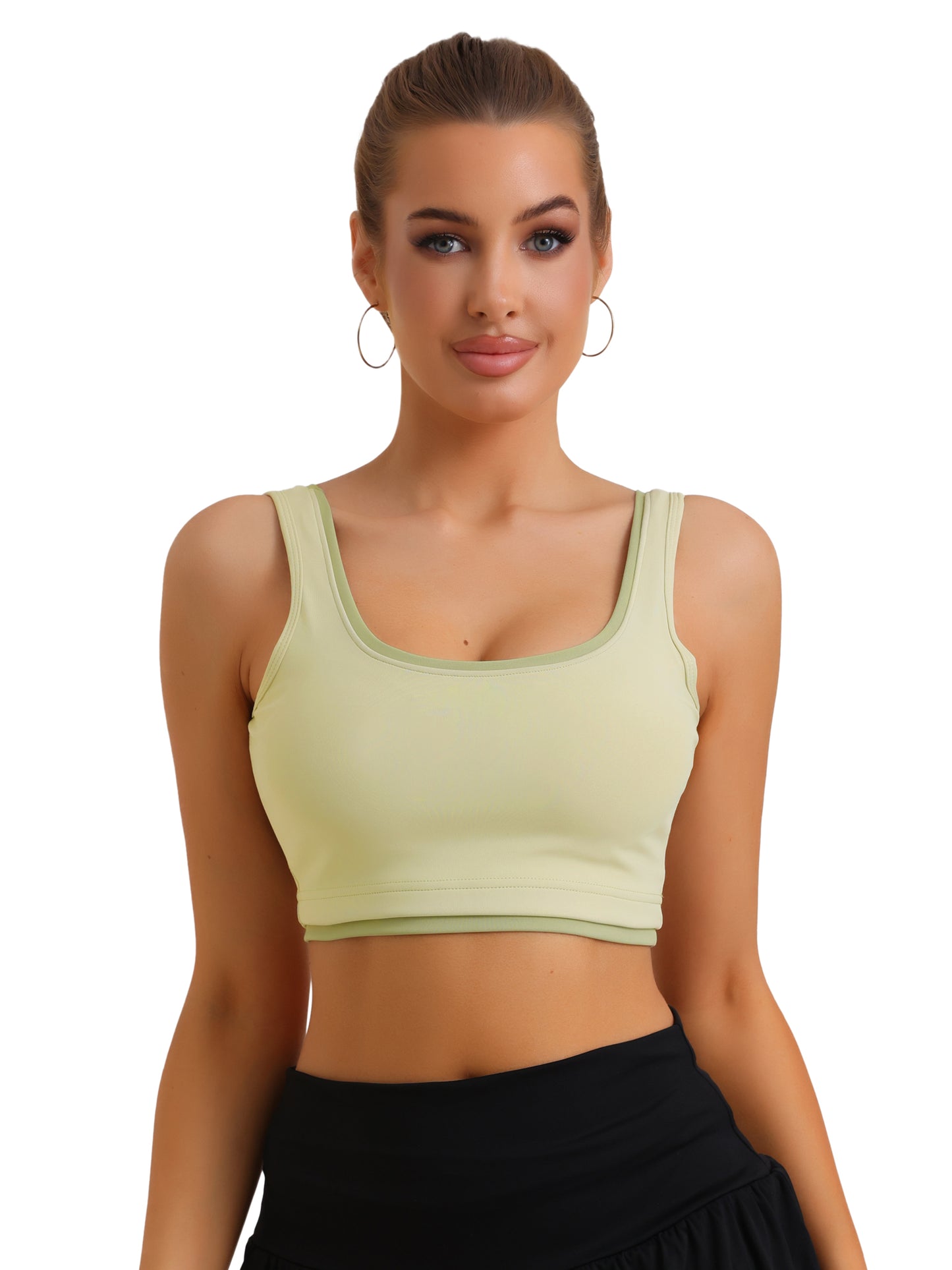Women's Camisole Built-in Bra Padded Workout Fixed Integrated Cup Tanks Tops Underwear