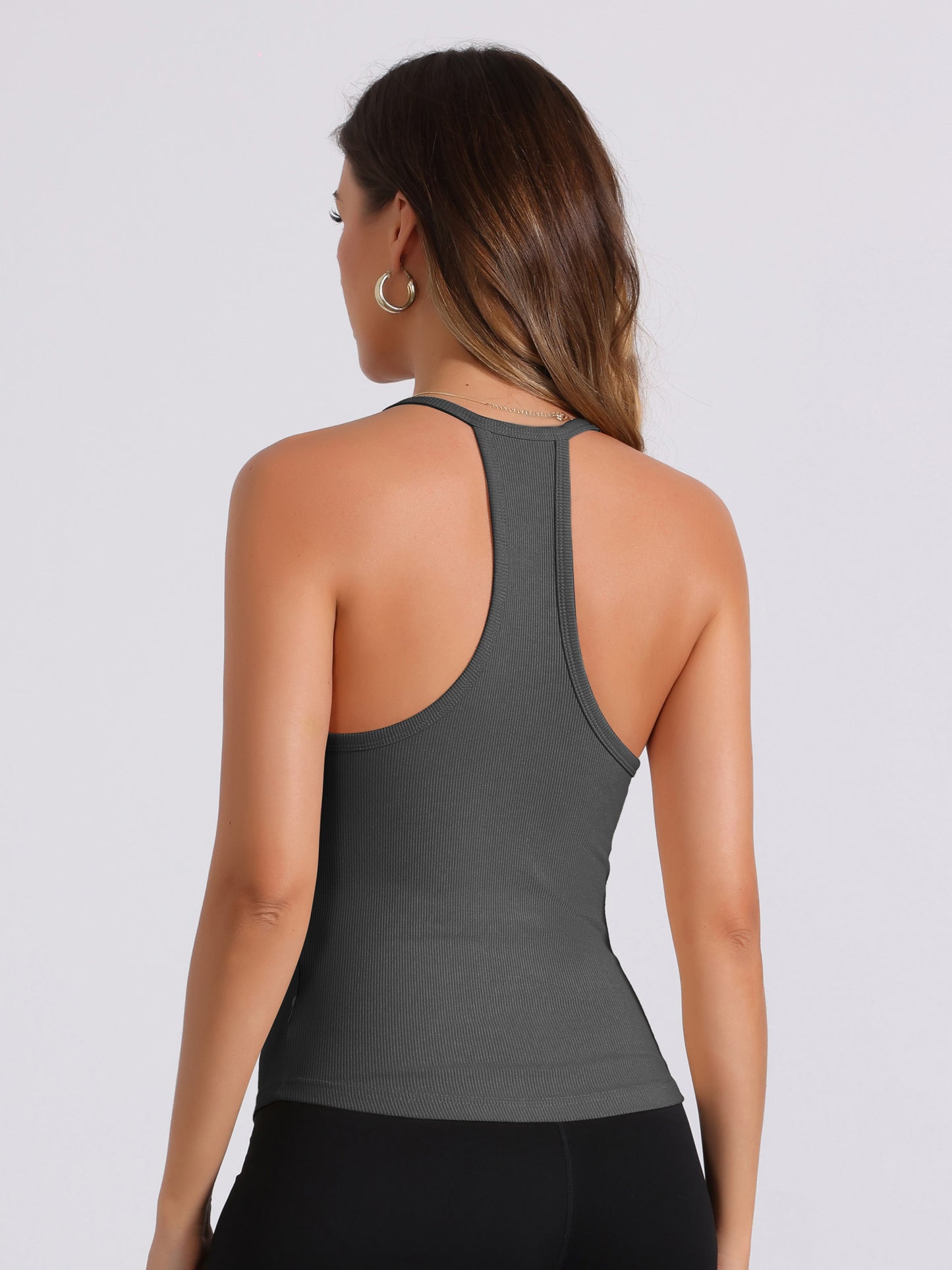 Women's Slim-Fit Camisoles Ribbed Deep V-Neck Comi Workout Tank Top