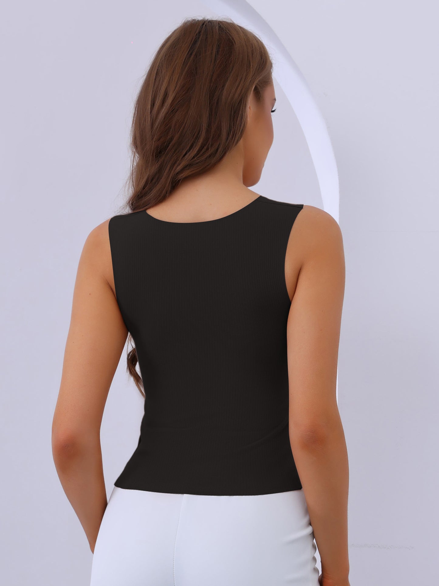 Women's Square Neck Warm Camisole with Built-In Bra Ribbed Undershirt Underwear