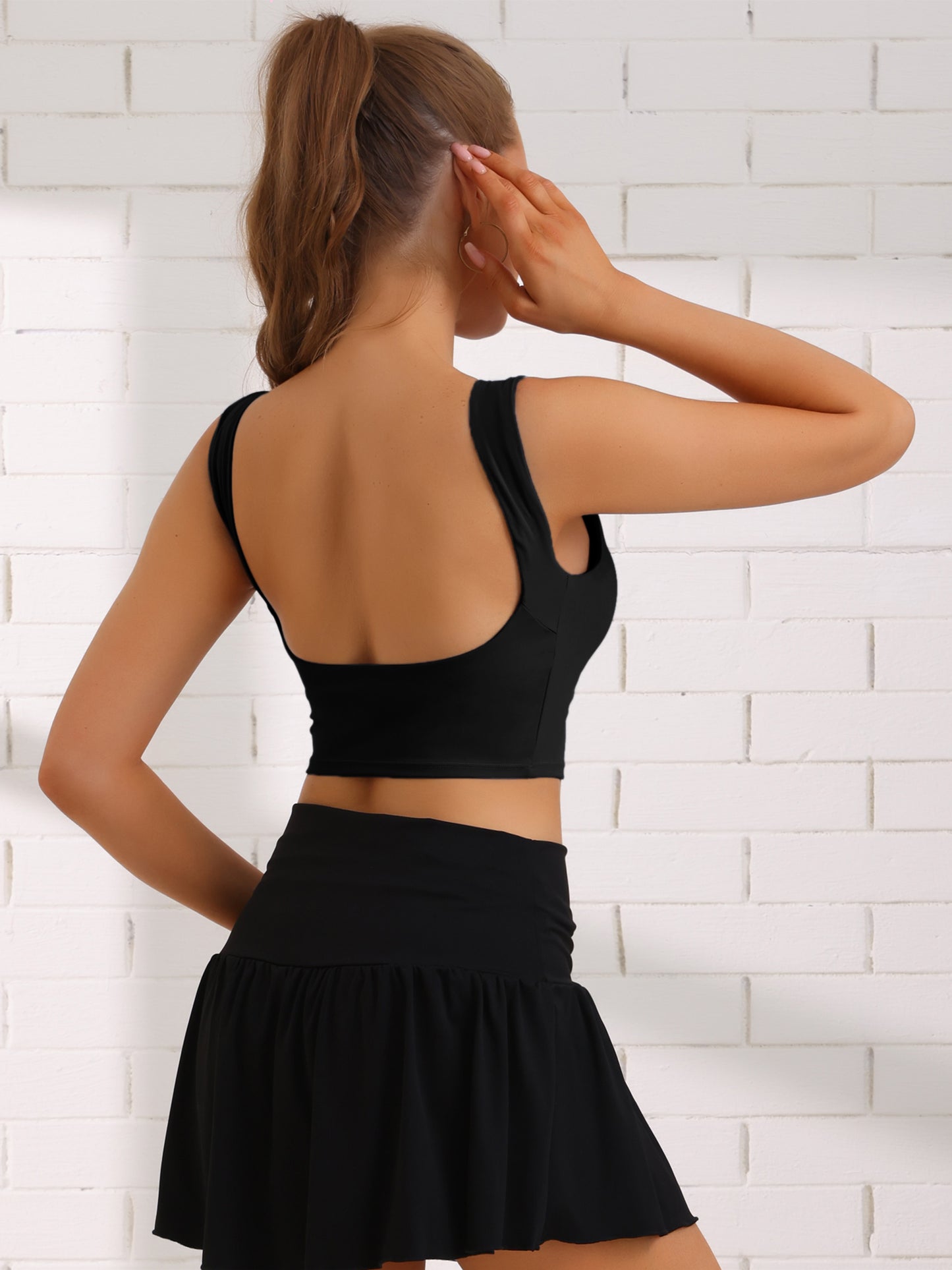 Women's Tank Top with Built-In Bra Backless Fitness Workout Vest