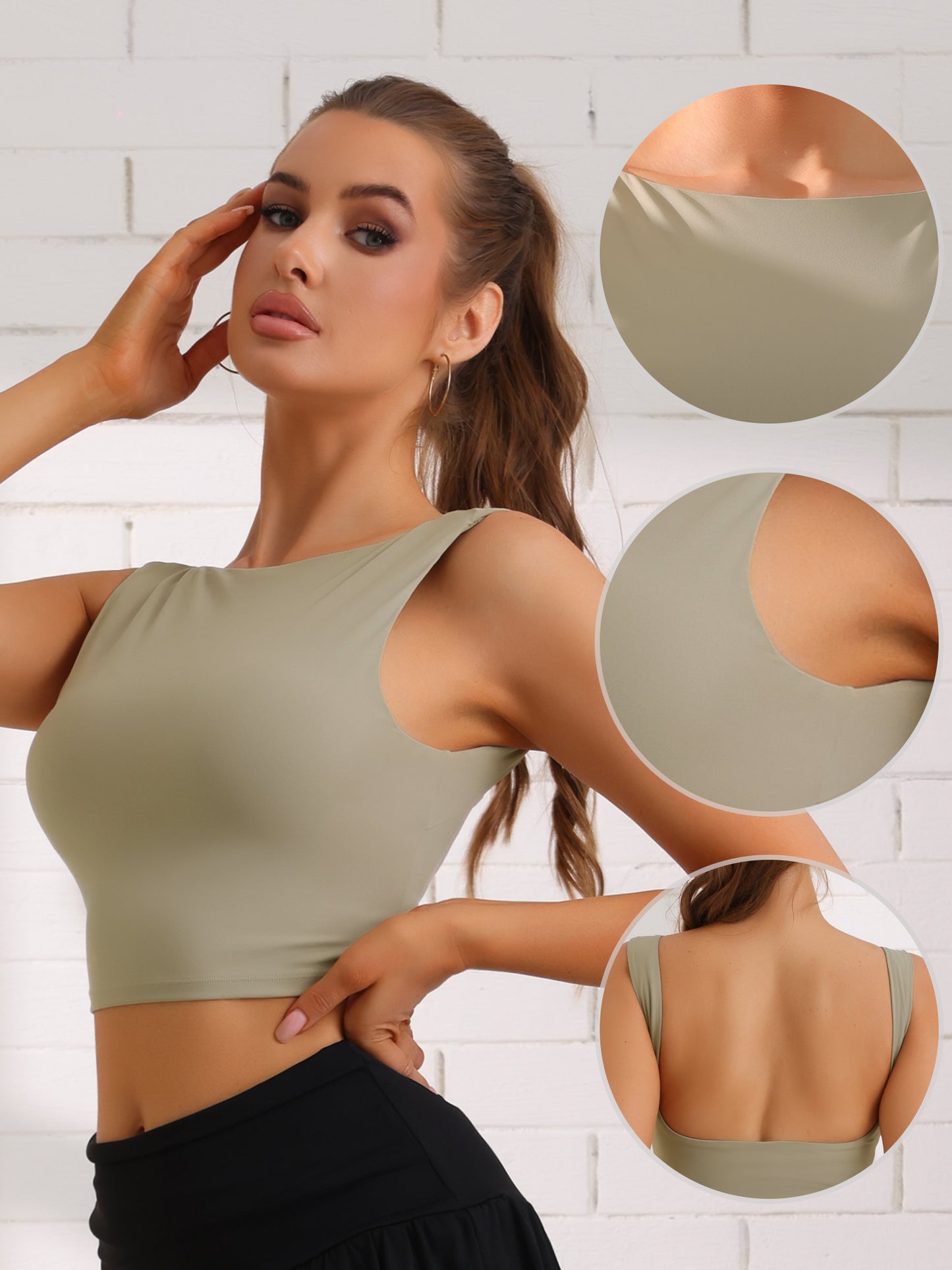 Women's Tank Top with Built-In Bra Backless Fitness Workout Vest