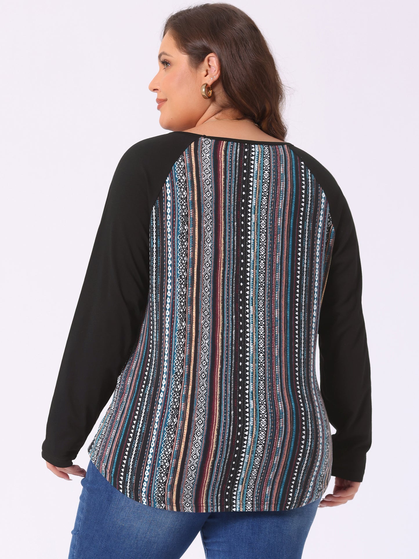 Women's Plus Size Raglan Tee Long Sleeve Tunic T-Shirt Casual Loose Top