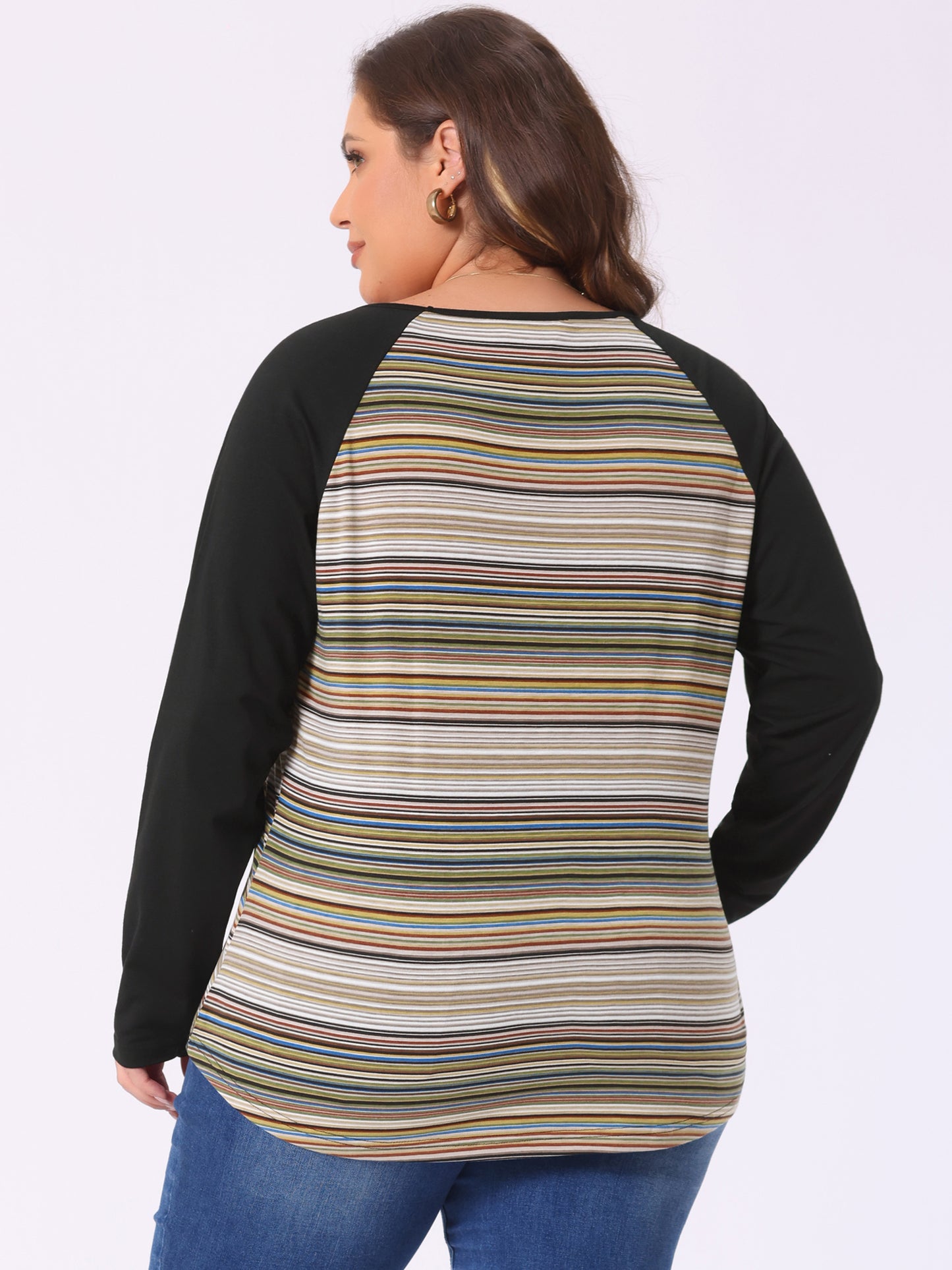 Women's Plus Size Raglan Tee Long Sleeve Tunic T-Shirt Casual Loose Top