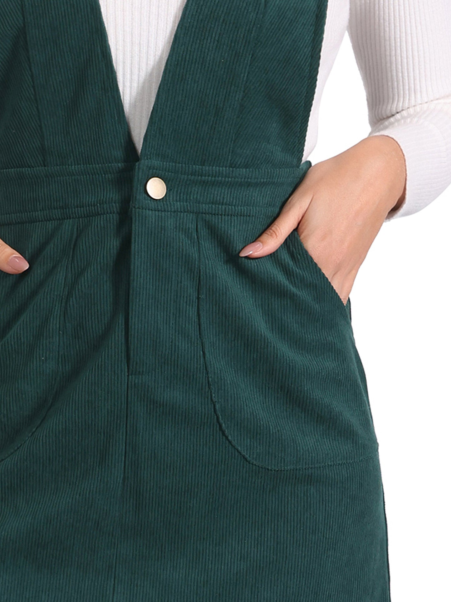Vestido tipo peto de pana para mujer, falda con tirantes y tirantes