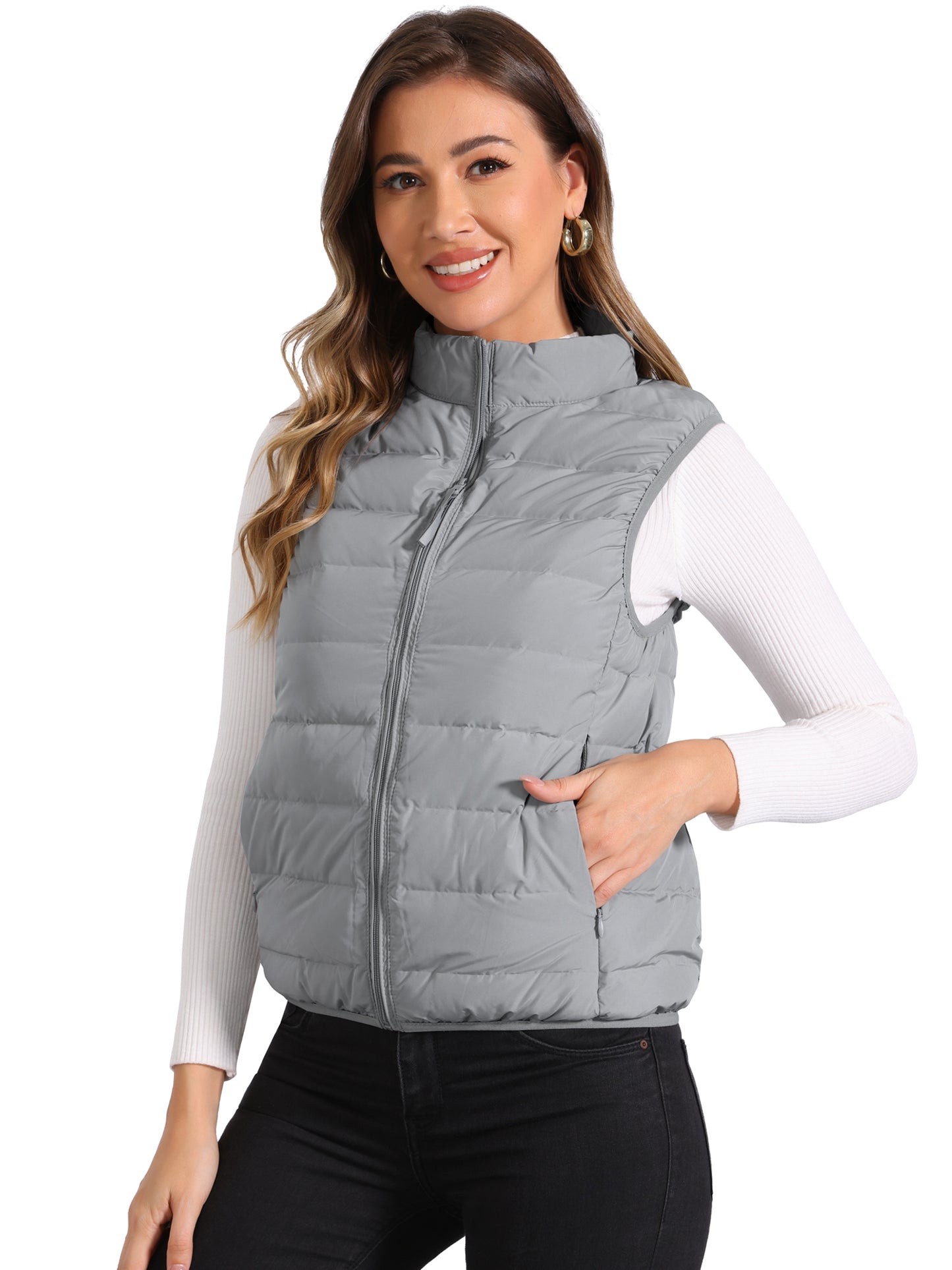 Women's Lightweight Zip Up Sleeveless Puffer Vest